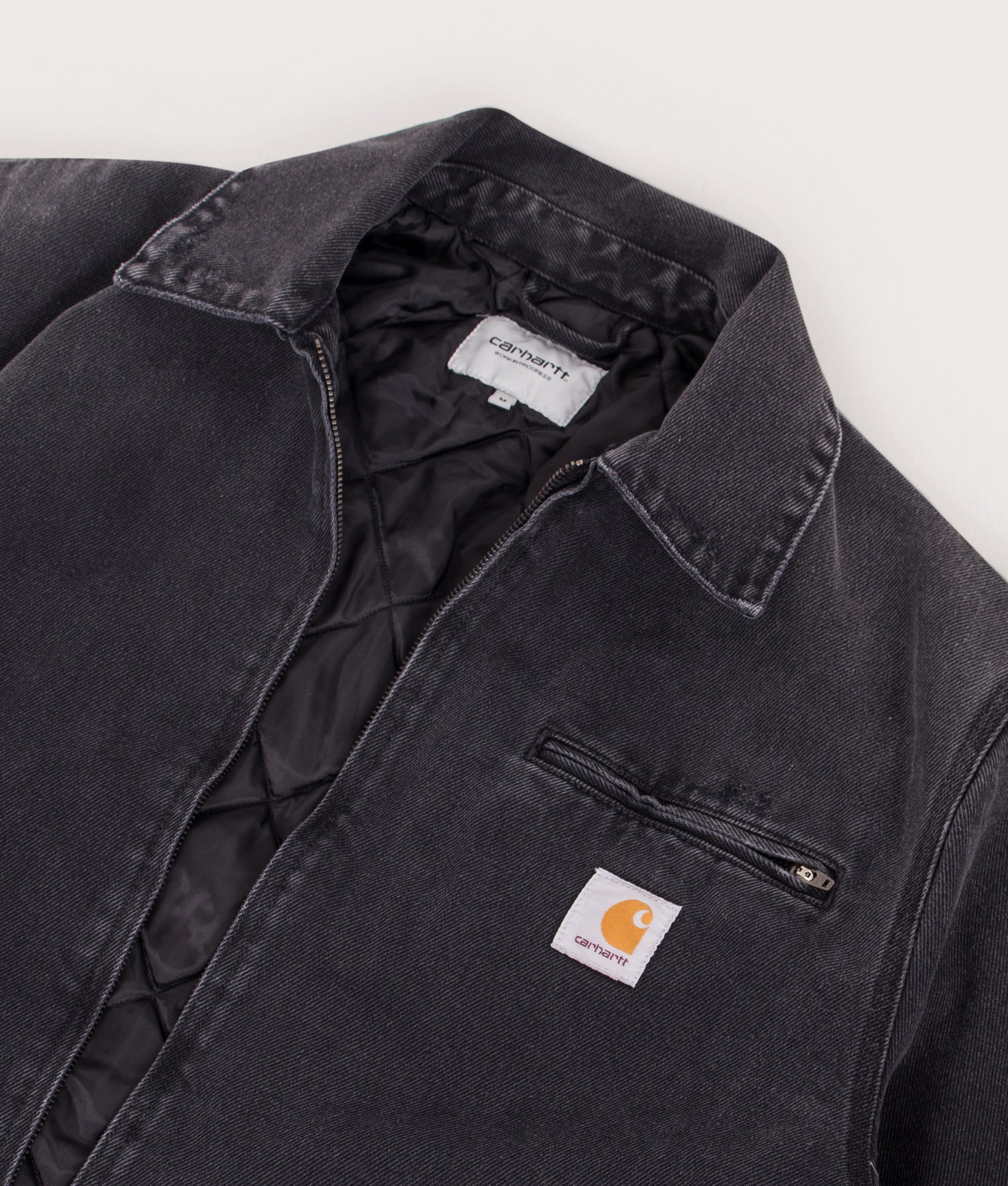 Relaxed Fit OG Detroit Jacket in Black | Carhartt WIP | EQVVS | Front detail shot 1 