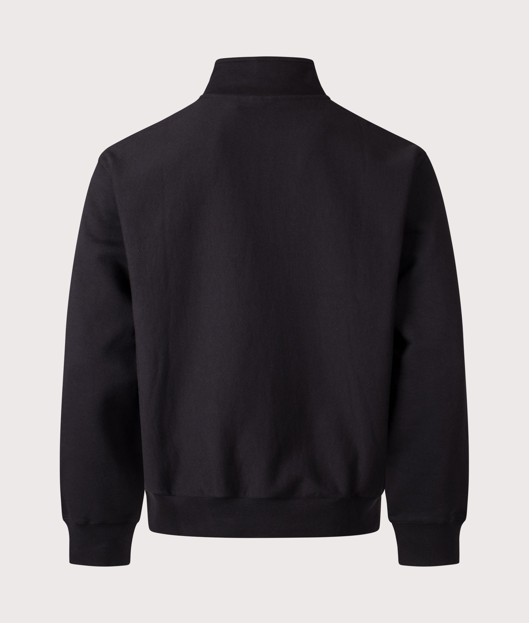 Carhartt WIP Relaxed Fit Longhand Half Zip Sweatshirt in Black and White at EQVVS Menswear. Back shot.