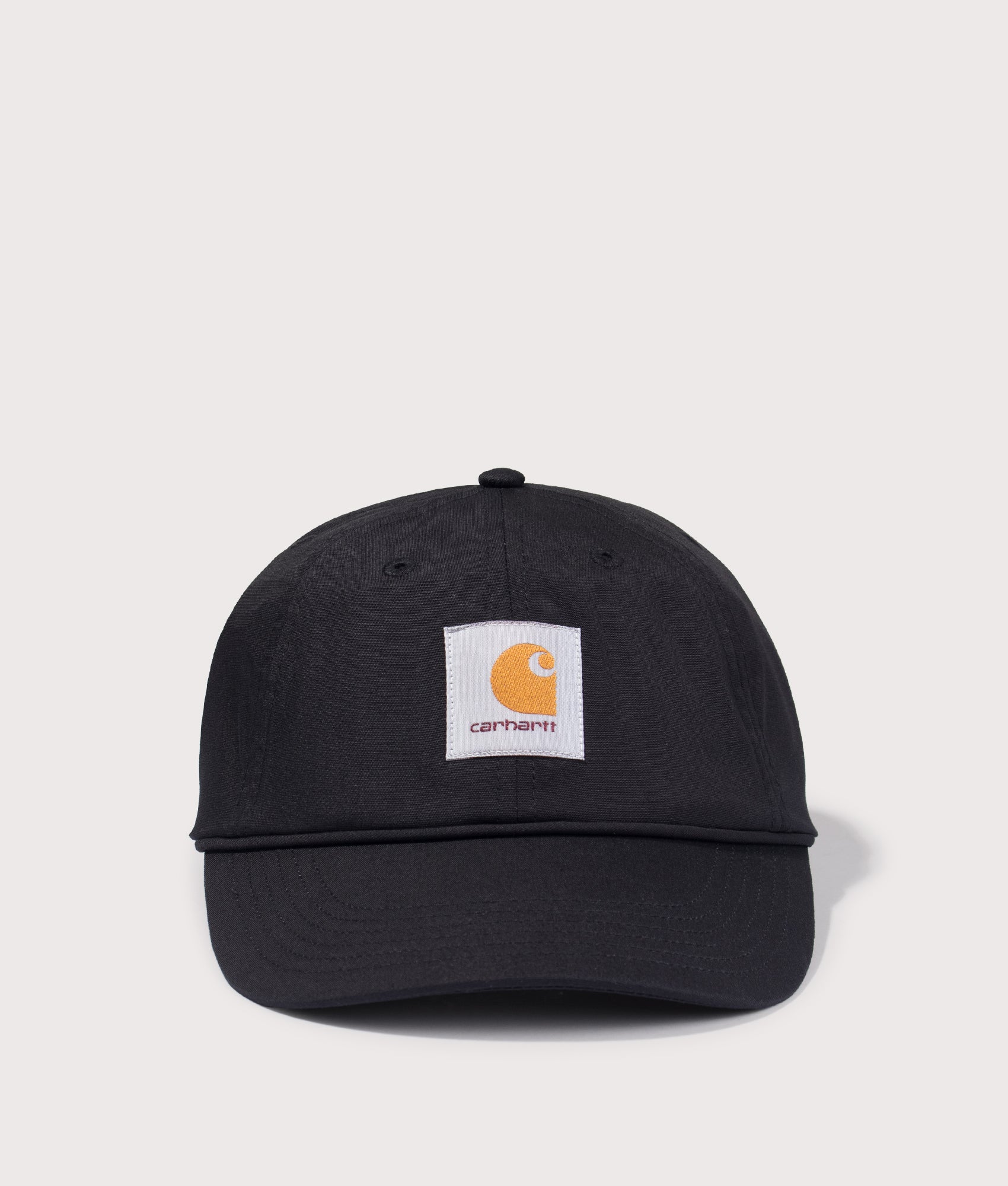 Postal Cap in Black by Carhartt WIP. Shot by EQVVS. Front shot.