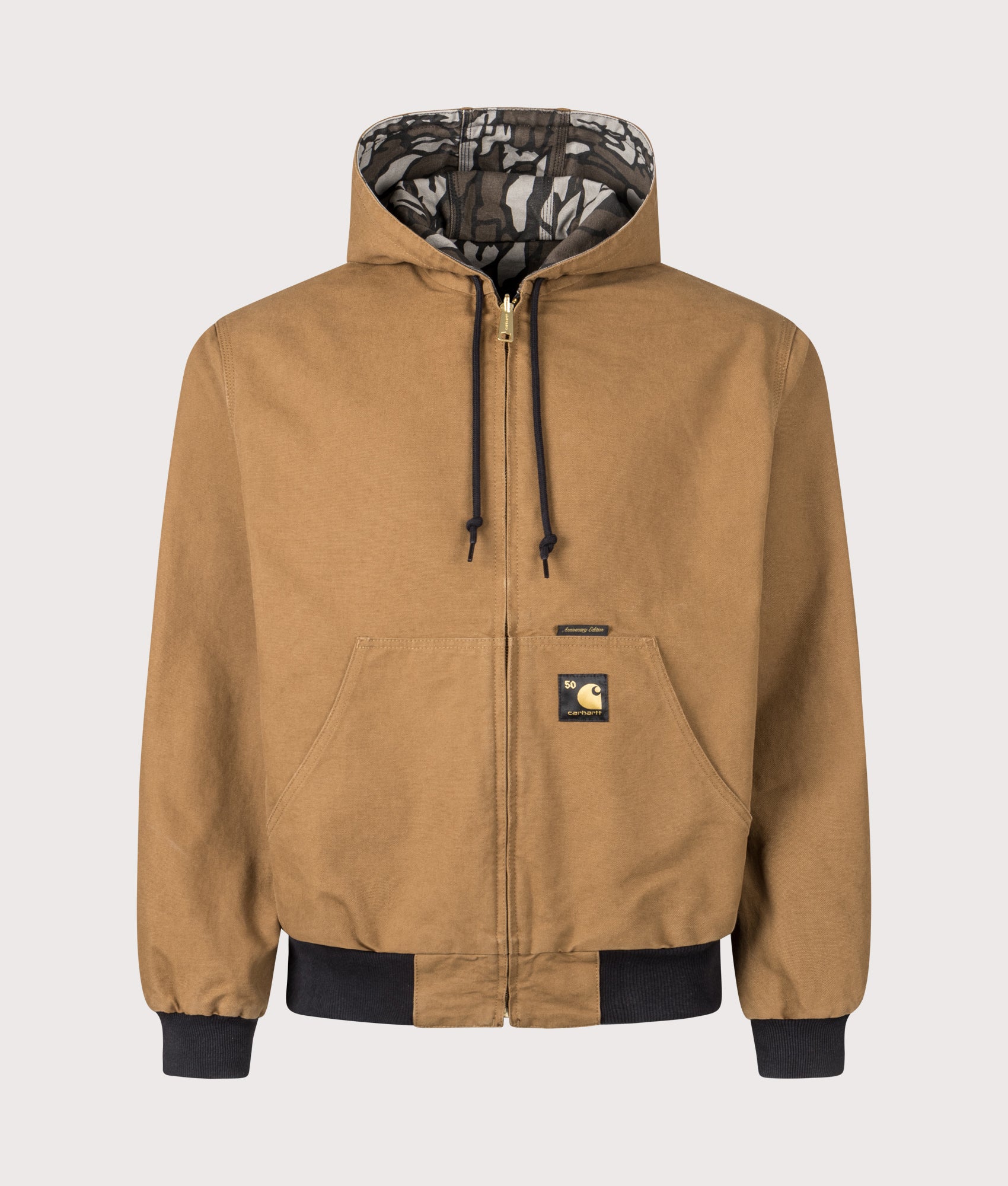 Carhartt WIP 50 Years Anniversary OG Active Canvas Jacket in Hamilton Brown/Camo Trebark at EQVVS Menswear. Side A front shot.