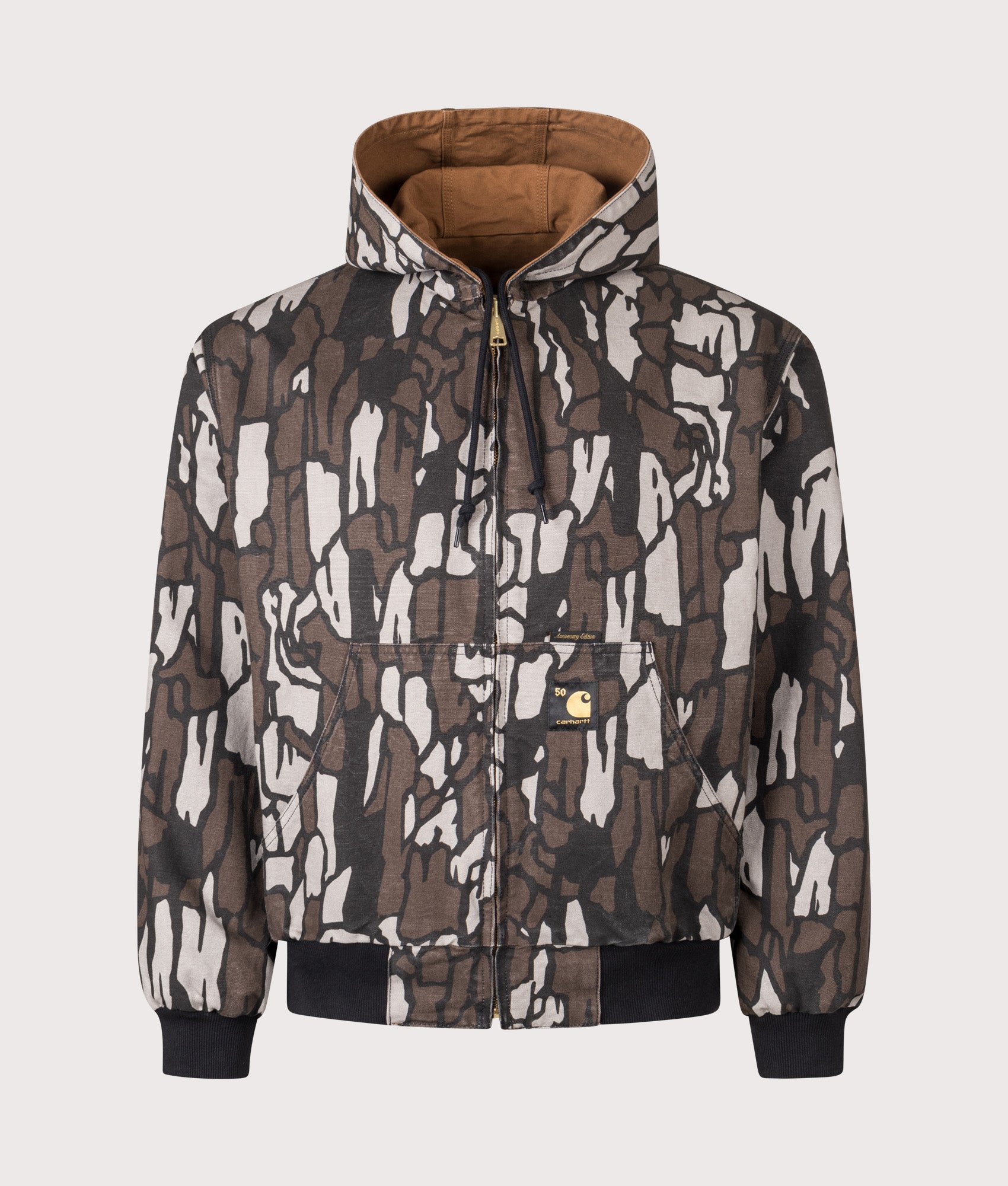 Carhartt WIP 50 Years Anniversary OG Active Canvas Jacket in Hamilton Brown/Camo Trebark at EQVVS Menswear. Side B front shot.