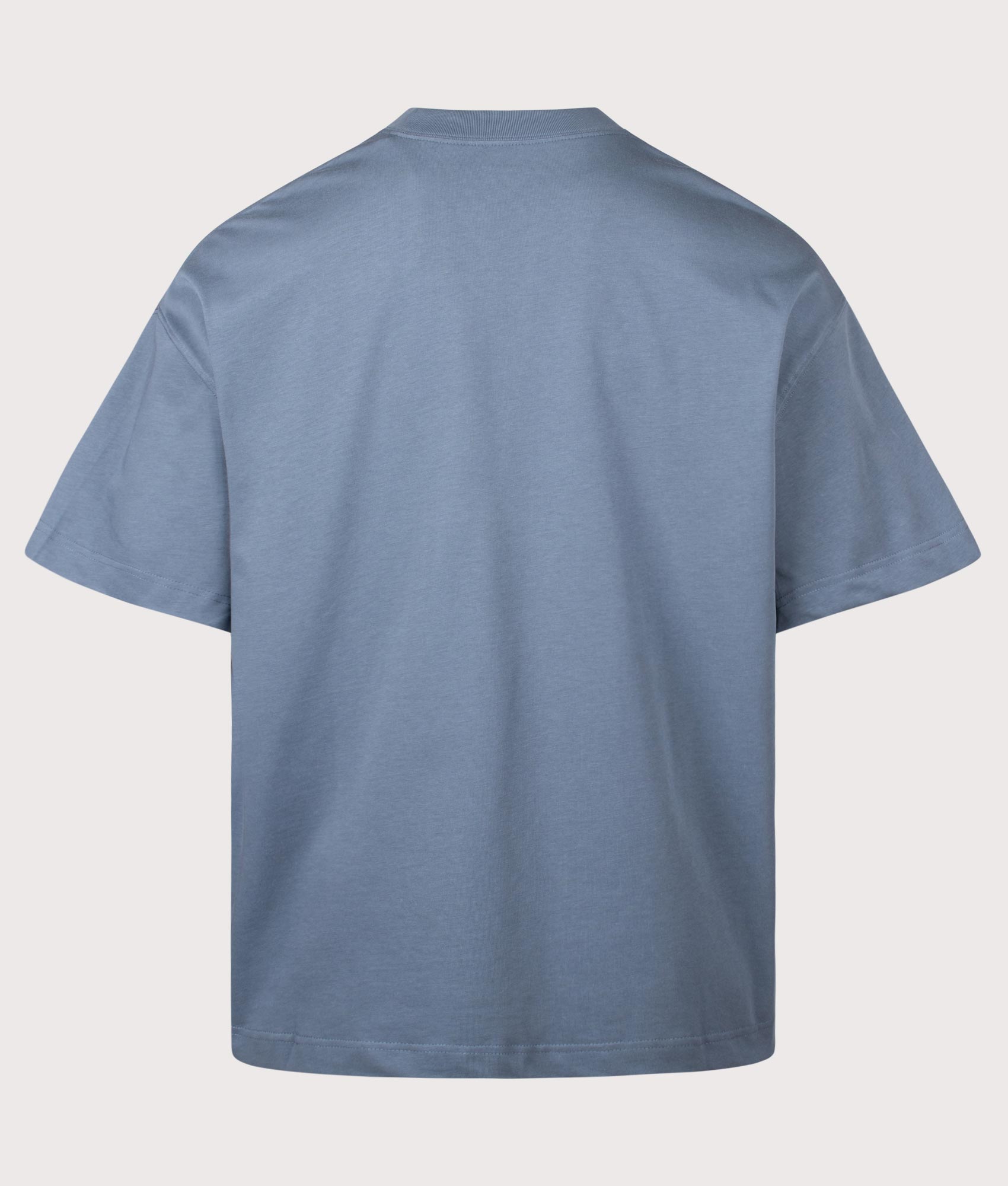 Carhartt WIP Relaxed Fit Link Script T-Shirt in Velvet Blue and White at EQVVS Menswear. Back shot.
