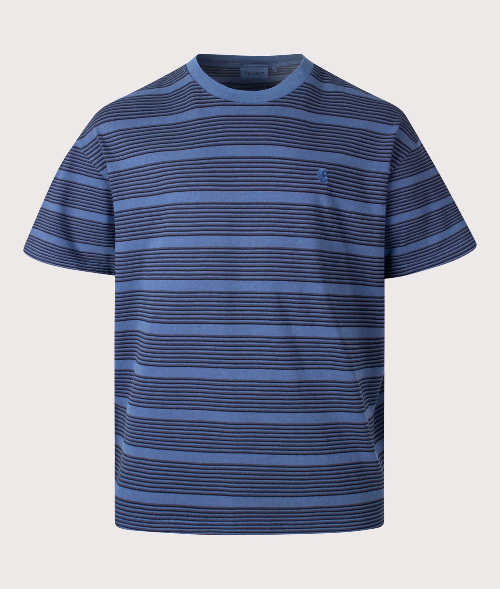 Carhartt WIP Loose Fit Hanson T-Shirt in Hanson Stripe/Jupiter at EQVVS Menswear. Front shot.