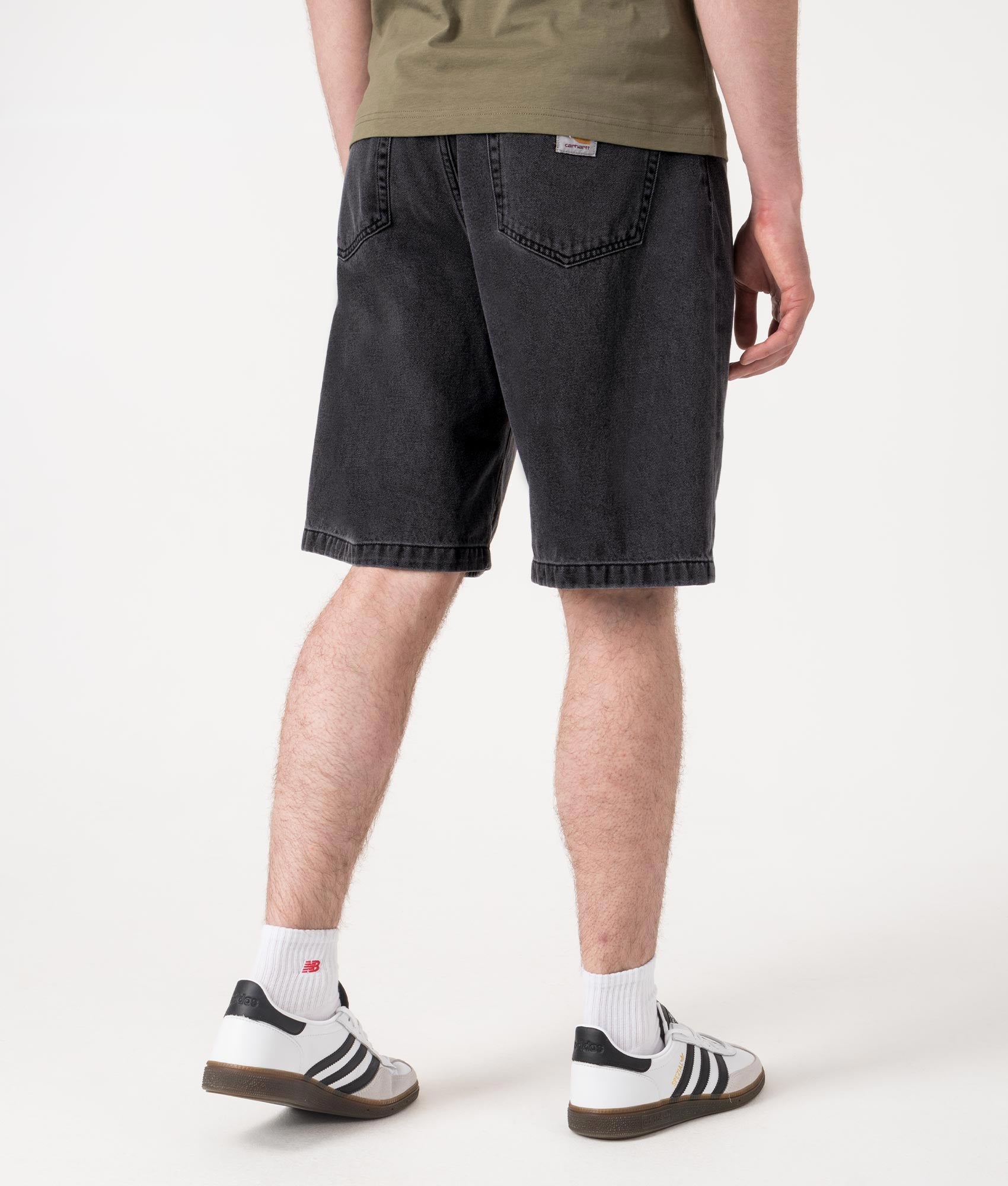 Relaxed Fit Landon Denim Shorts in Black by Carhartt WIP. Shot by EQVVS. Back shot.