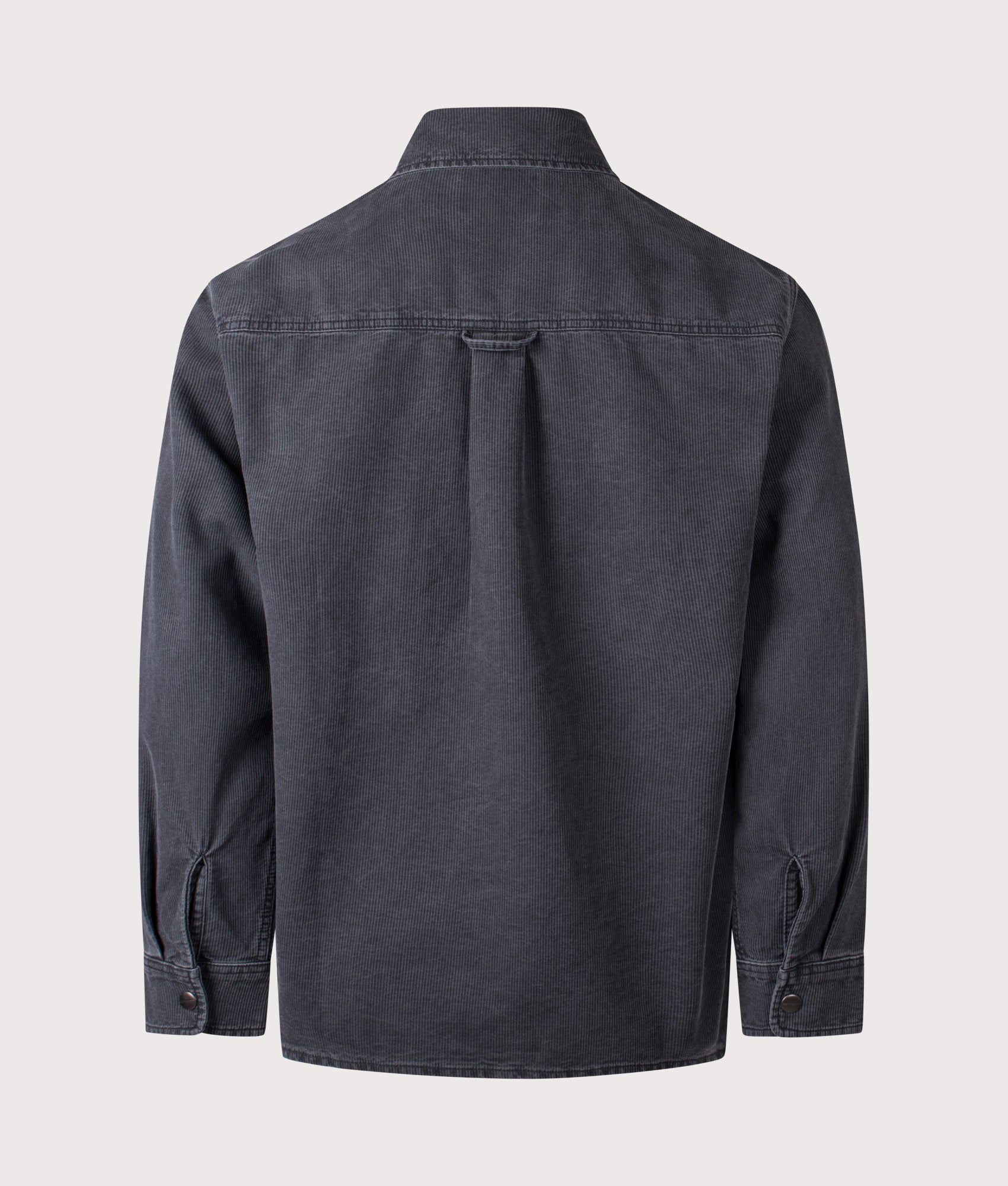 Carhartt WIP Parrish Overshirt in Obsidian at EQVVS Menswear. Back shot.