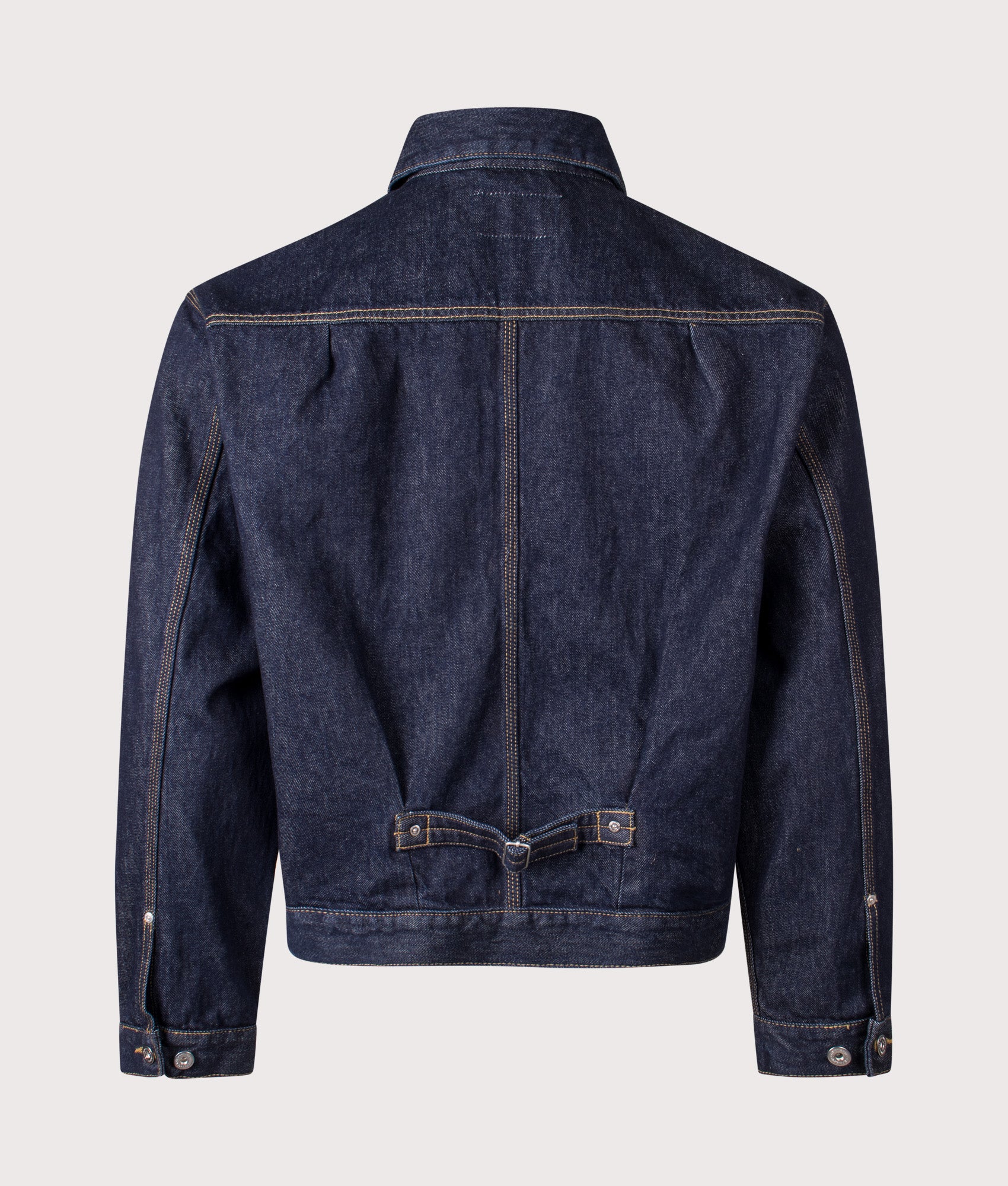 Belmar Jacket in Blue Rinsed by Carhartt WIP. Back shot. Shot by EQVVS.
