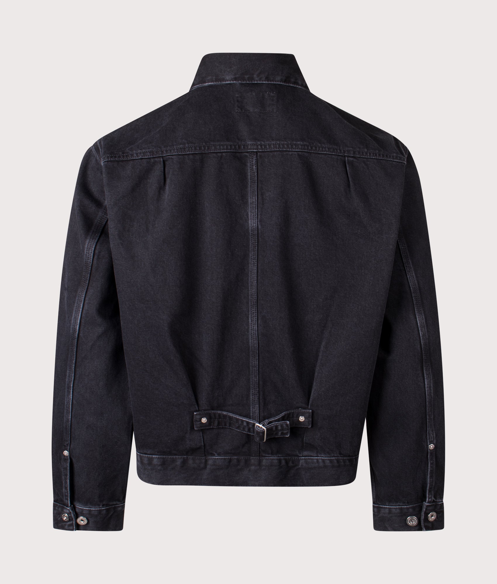 Belmar Jacket in Black Stone Washed by Carhartt WIP. Shot by EQVVS. Back shot.