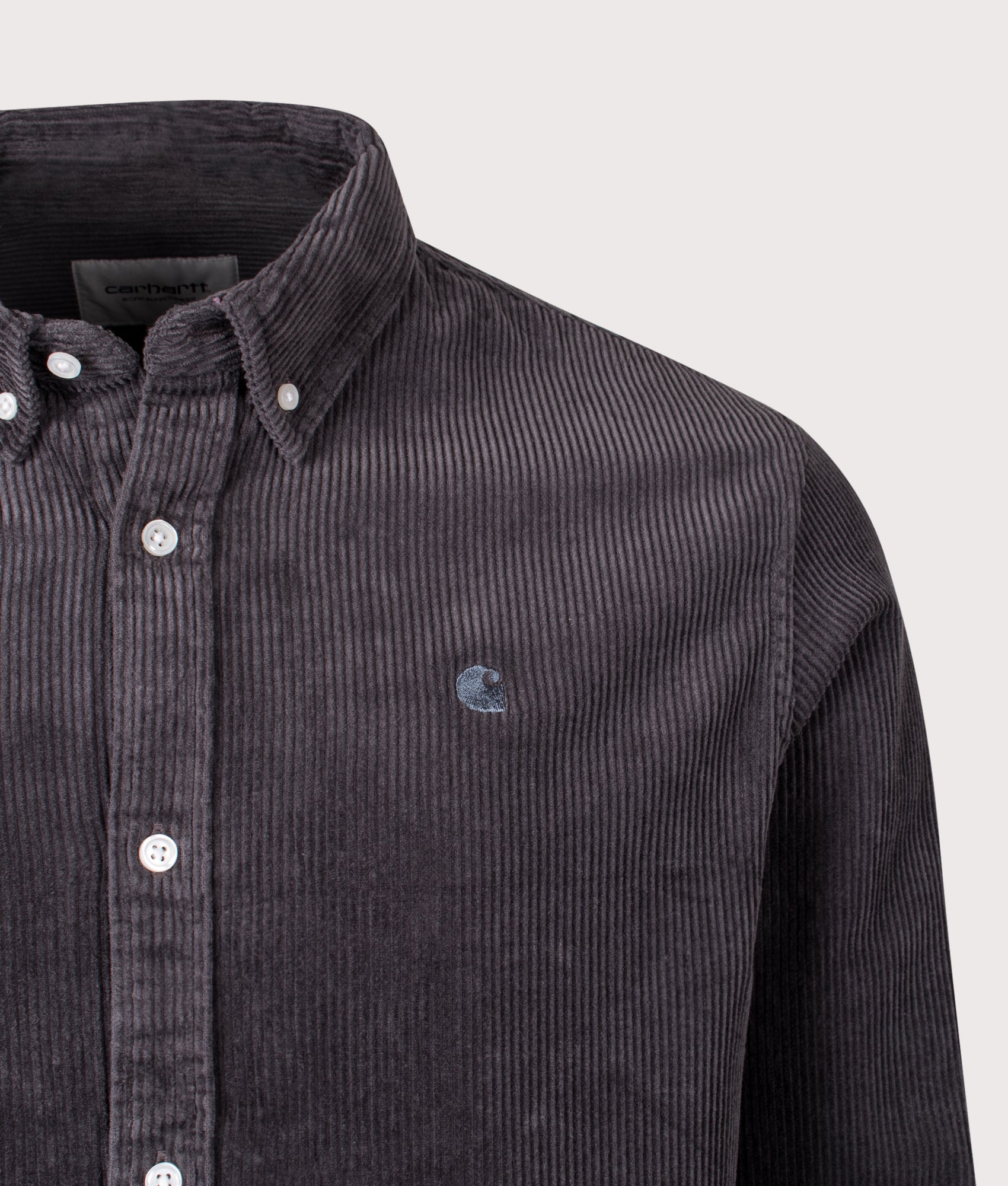 Relaxed Fit Madison Cord Shirt in Graphite | 100% Cotton | Carhartt WIP | EQVVS | Front angle shot 