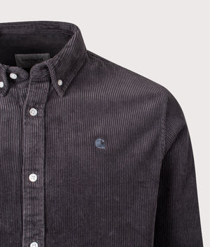 Relaxed Fit Madison Cord Shirt in Graphite | 100% Cotton | Carhartt WIP | EQVVS | Front angle shot 