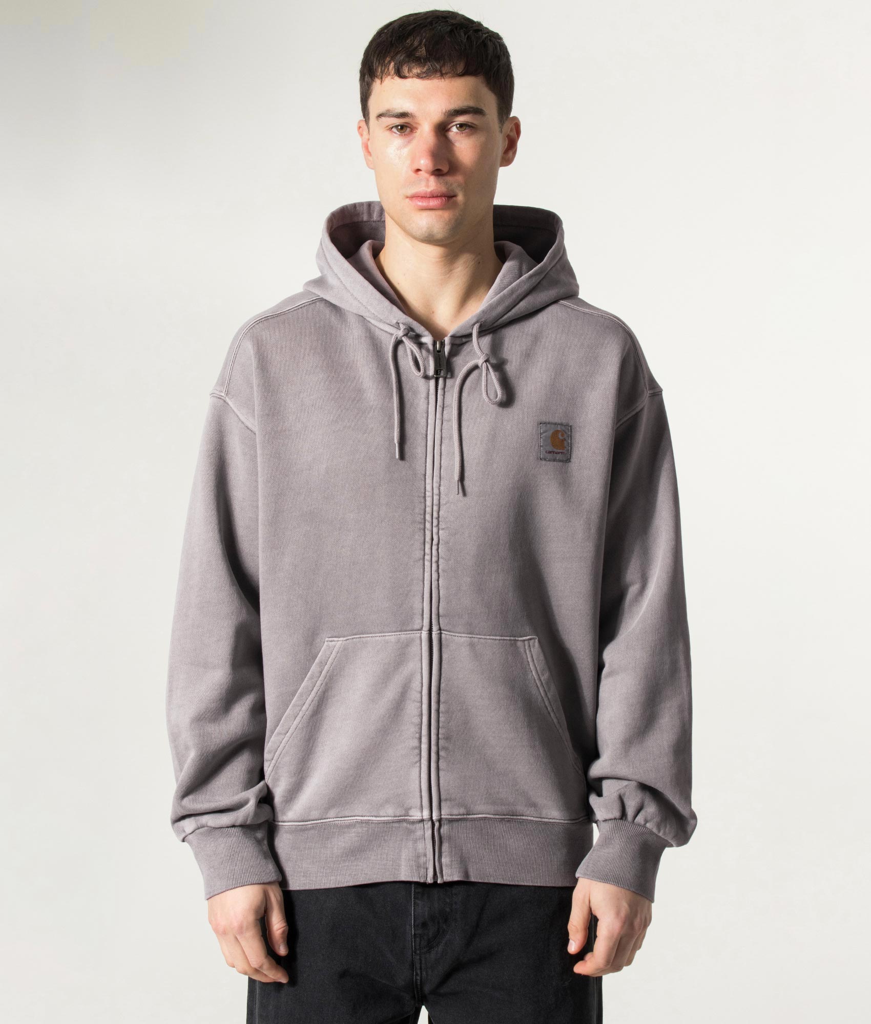 Carhartt WIP Oversized Nelson Sweatshirt in Yosemite at EQVVS Menswear. Model front shot.