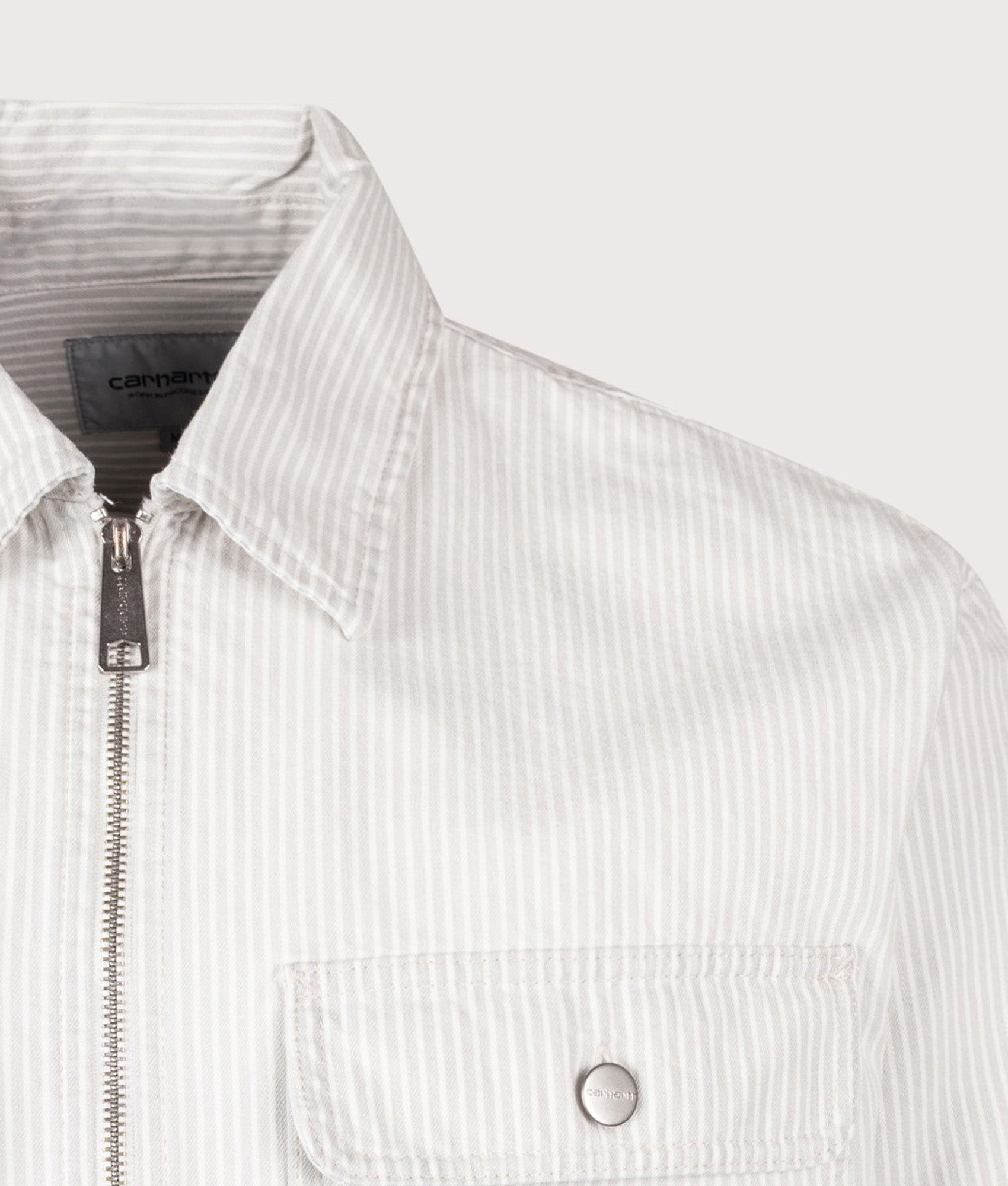 Mercer Overshirt in Mercer Stripe by Carhartt WIP. Shot by EQVVS. Detail Shot.