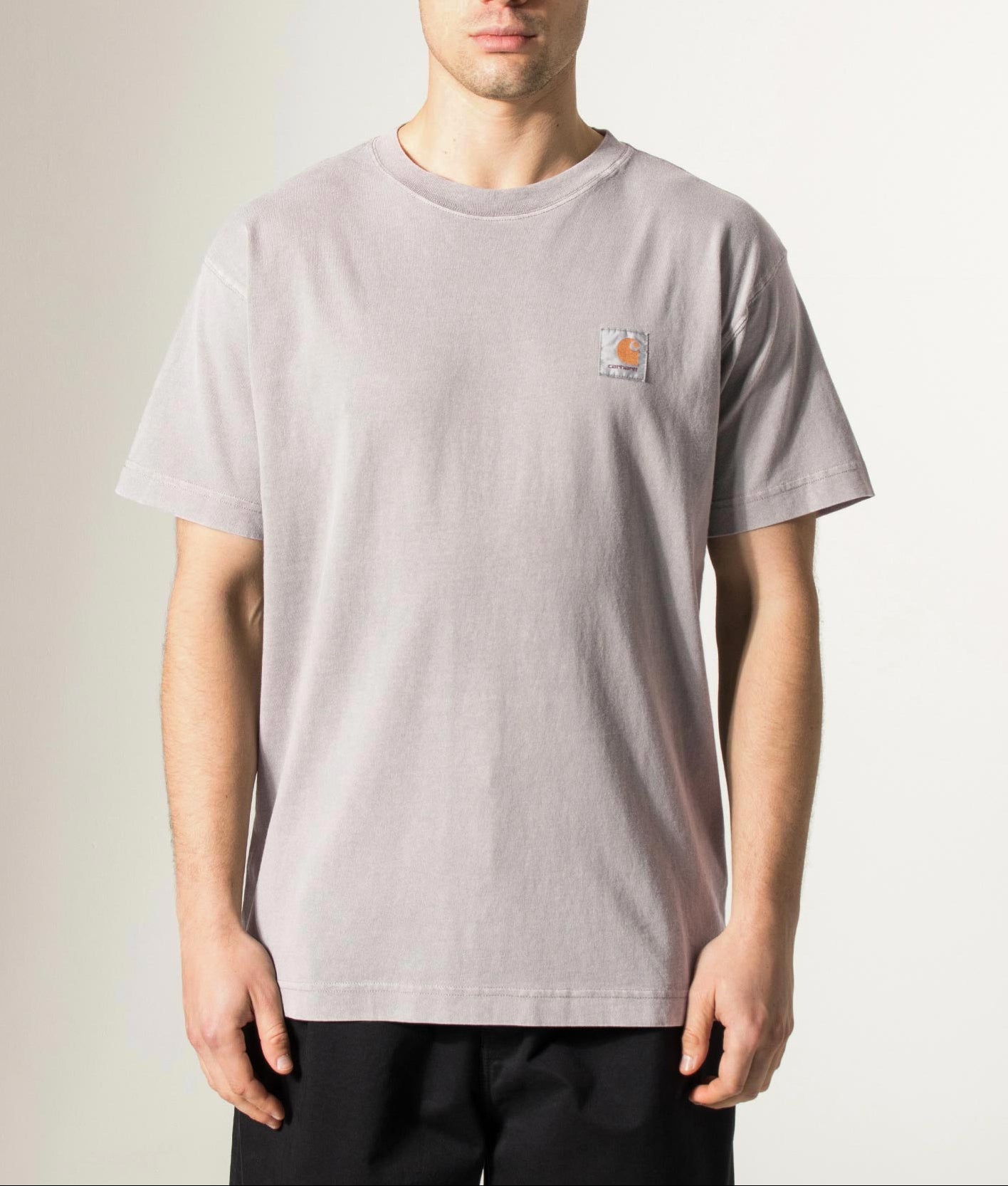 Carhartt WIP Relaxed Fit Nelson T-Shirt in Yosemite at EQVVS Menswear. Model front shot.