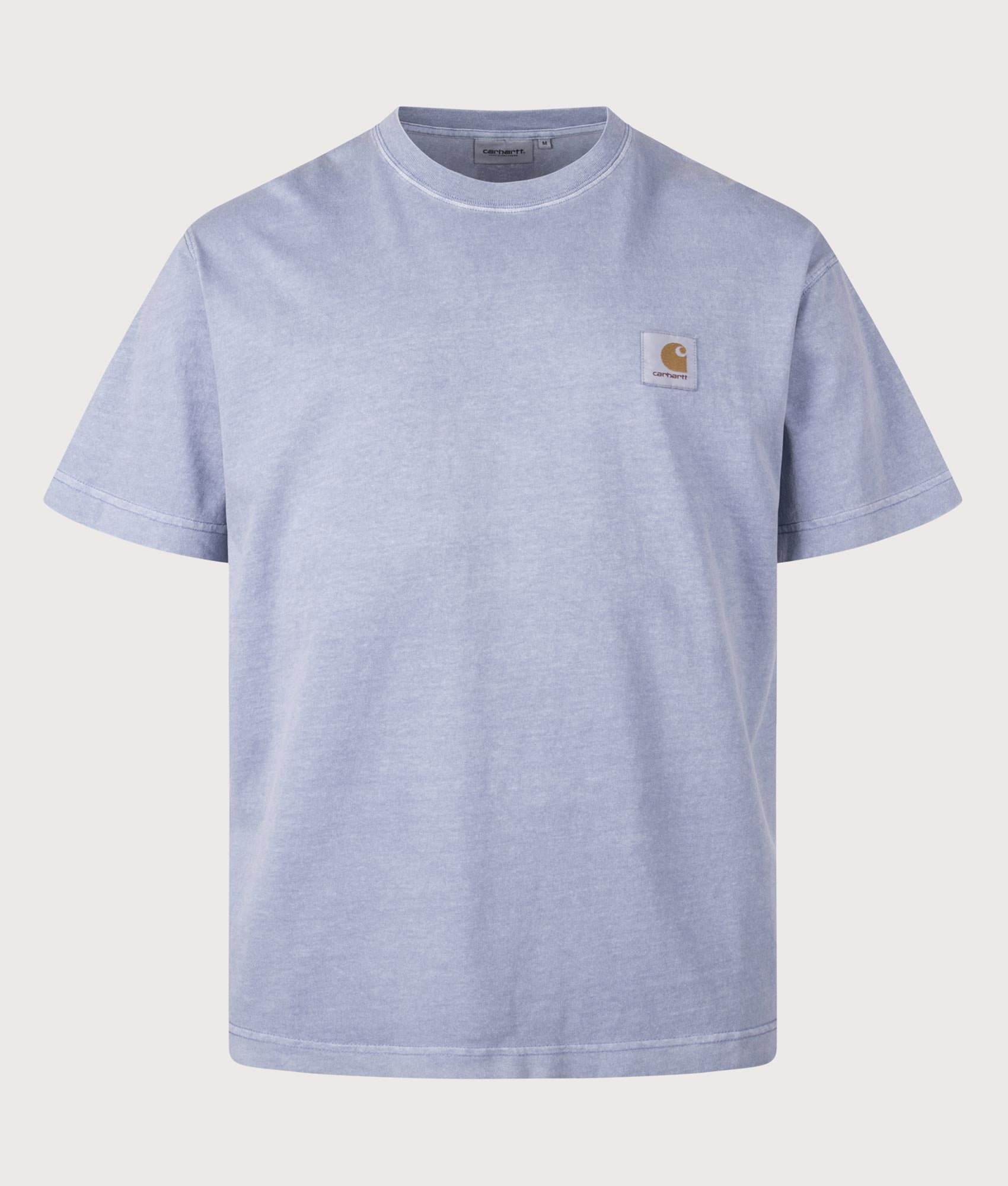 Carhartt WIP Relaxed Fit Nelson T-Shirt in Gentle Blue at EQVVS Menswear. Front shot.