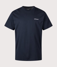 Relaxed Fit Script Embroidery T-Shirt: 38LXX Deep Night/White 