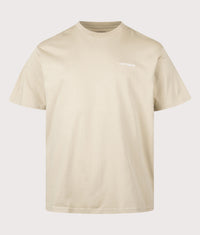 Loose Fit Script Embroidery T-Shirt: 3LWXX Barchan/White 