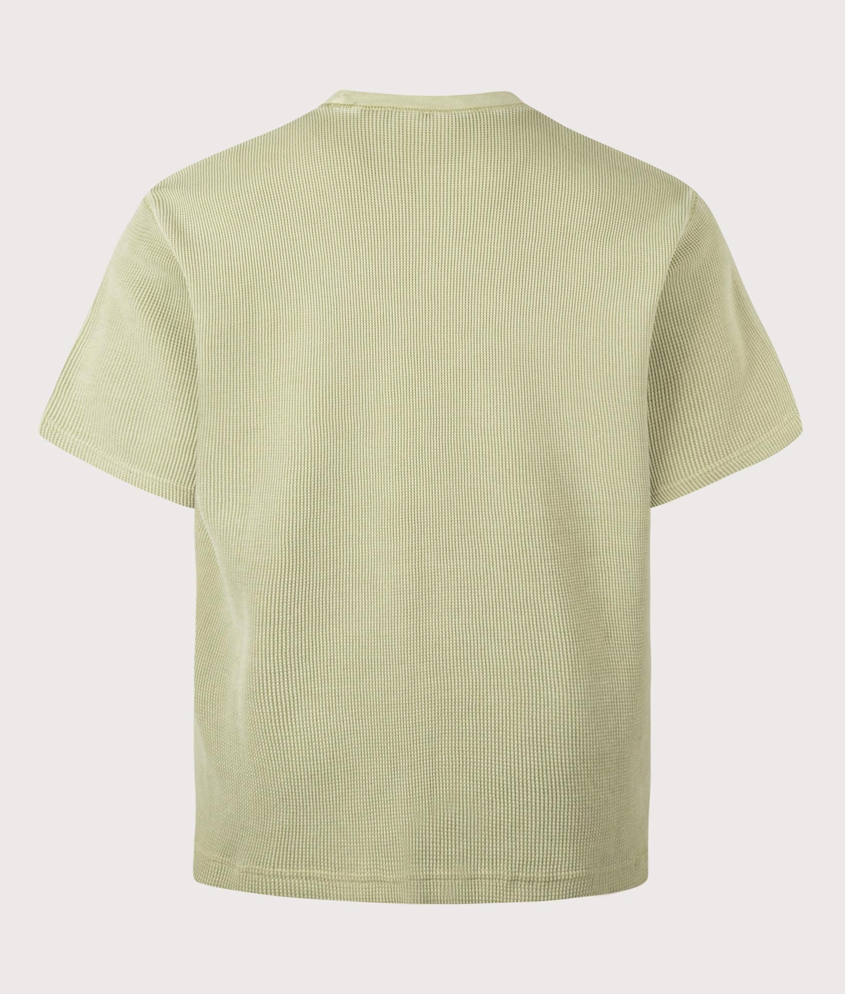 Carhartt WIP Relaxed Fit Nelson Waffle T-Shirt in Gentle Green at EQVVS Menswear. Back shot.
