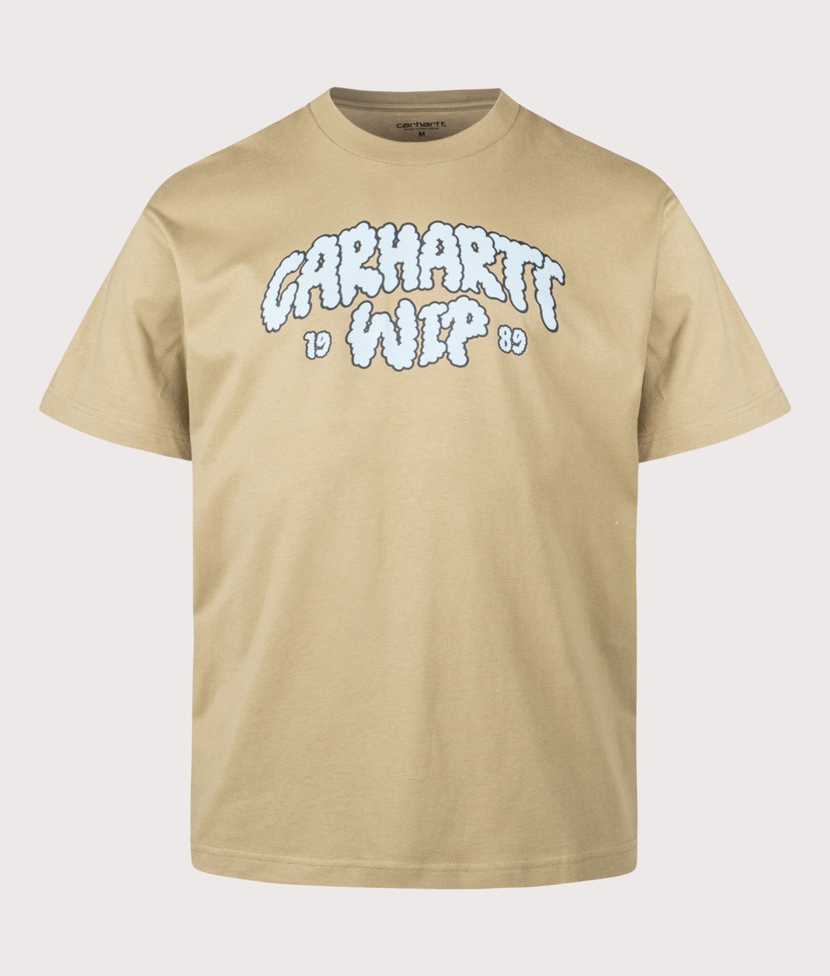 Carhartt WIP Loose Fit Cloud Script T-Shirt in Barchan at EQVVS Menswear. Front shot.