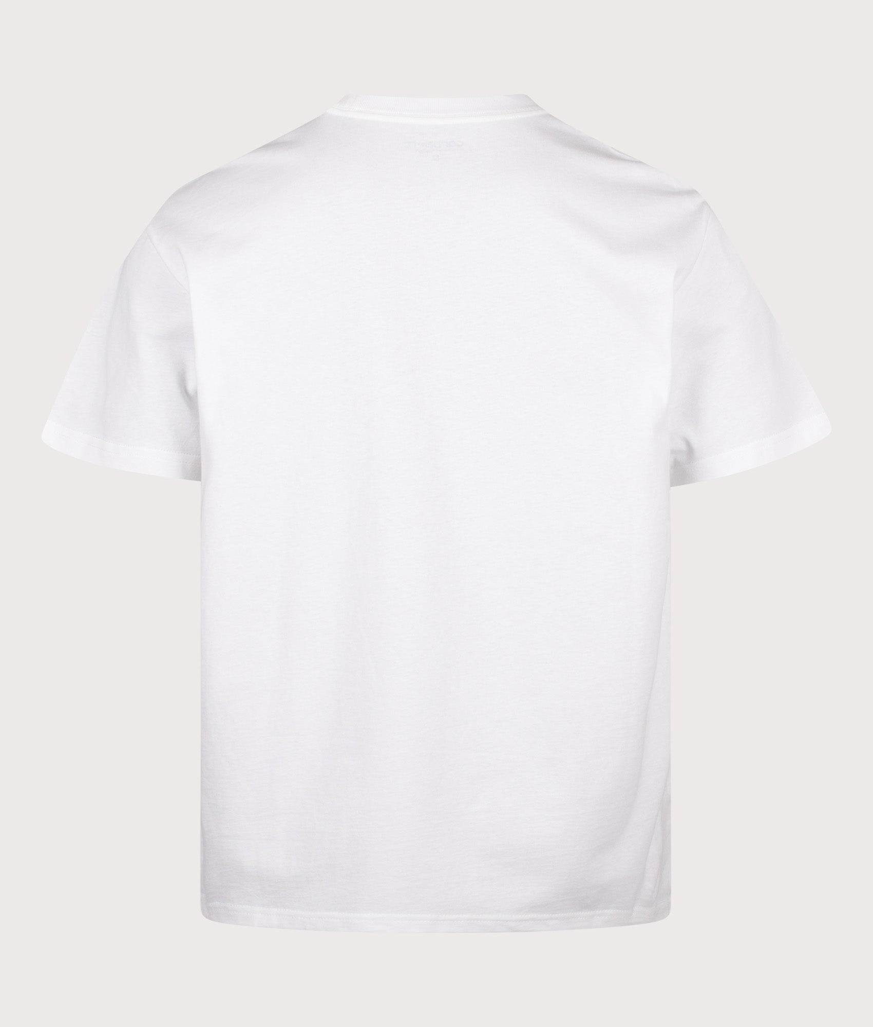 Carhartt WIP Loose Fit Longhand Pocket T-Shirt in White and Black at EQVVS Menswear. Back shot.