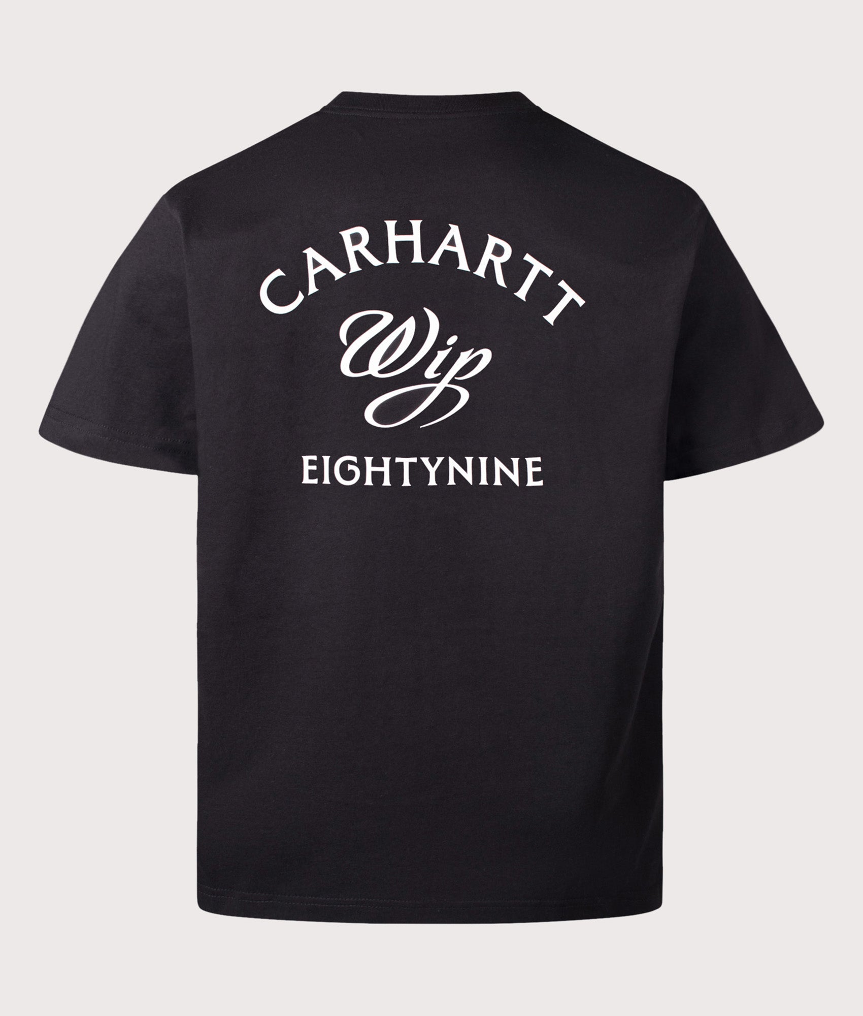 Carhartt WIP Loose Fit Eightynine T-Shirt in Black at EQVVS Menswear. Back shot.