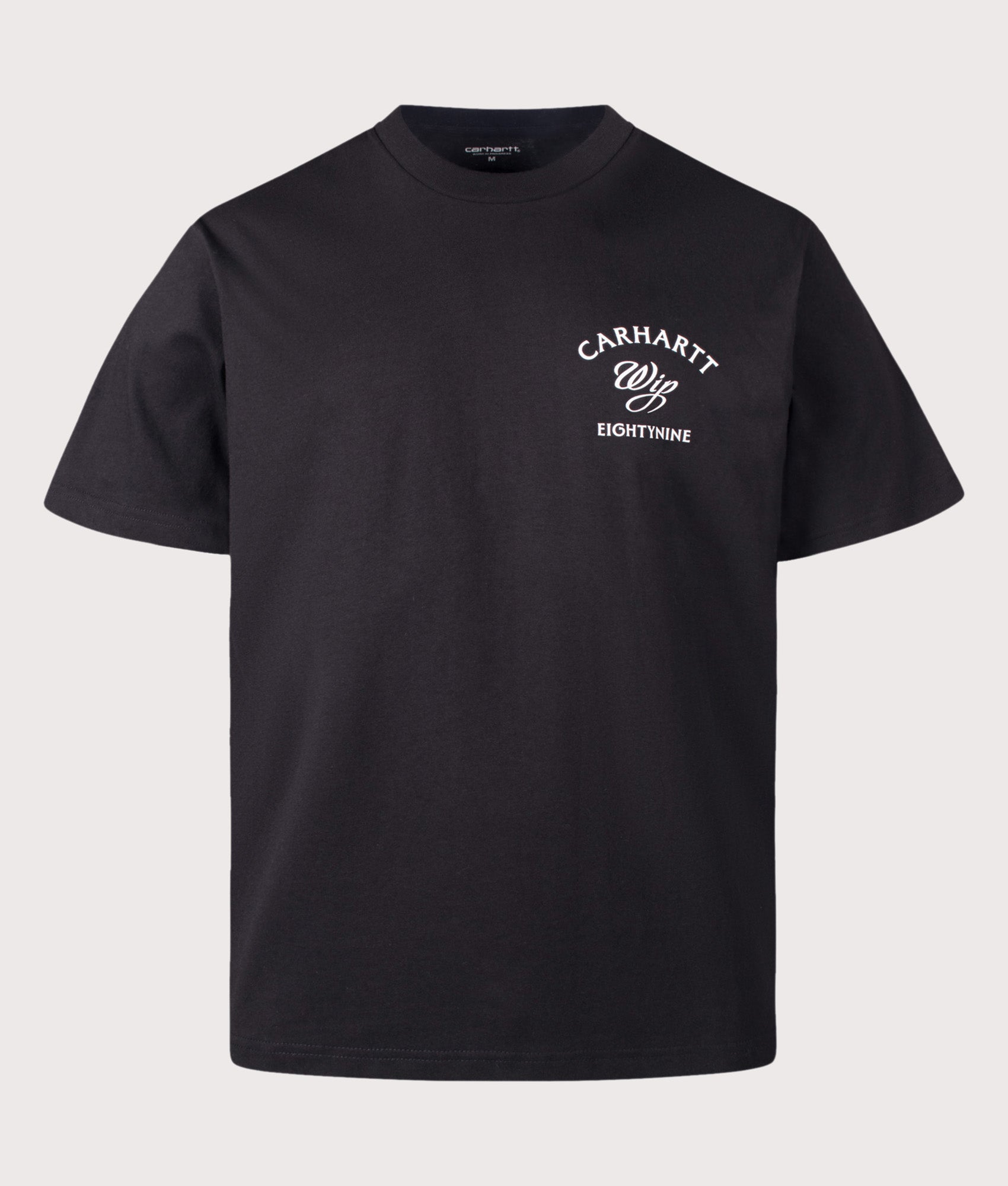 Carhartt WIP Loose Fit Eightynine T-Shirt in Black at EQVVS Menswear. Front shot.