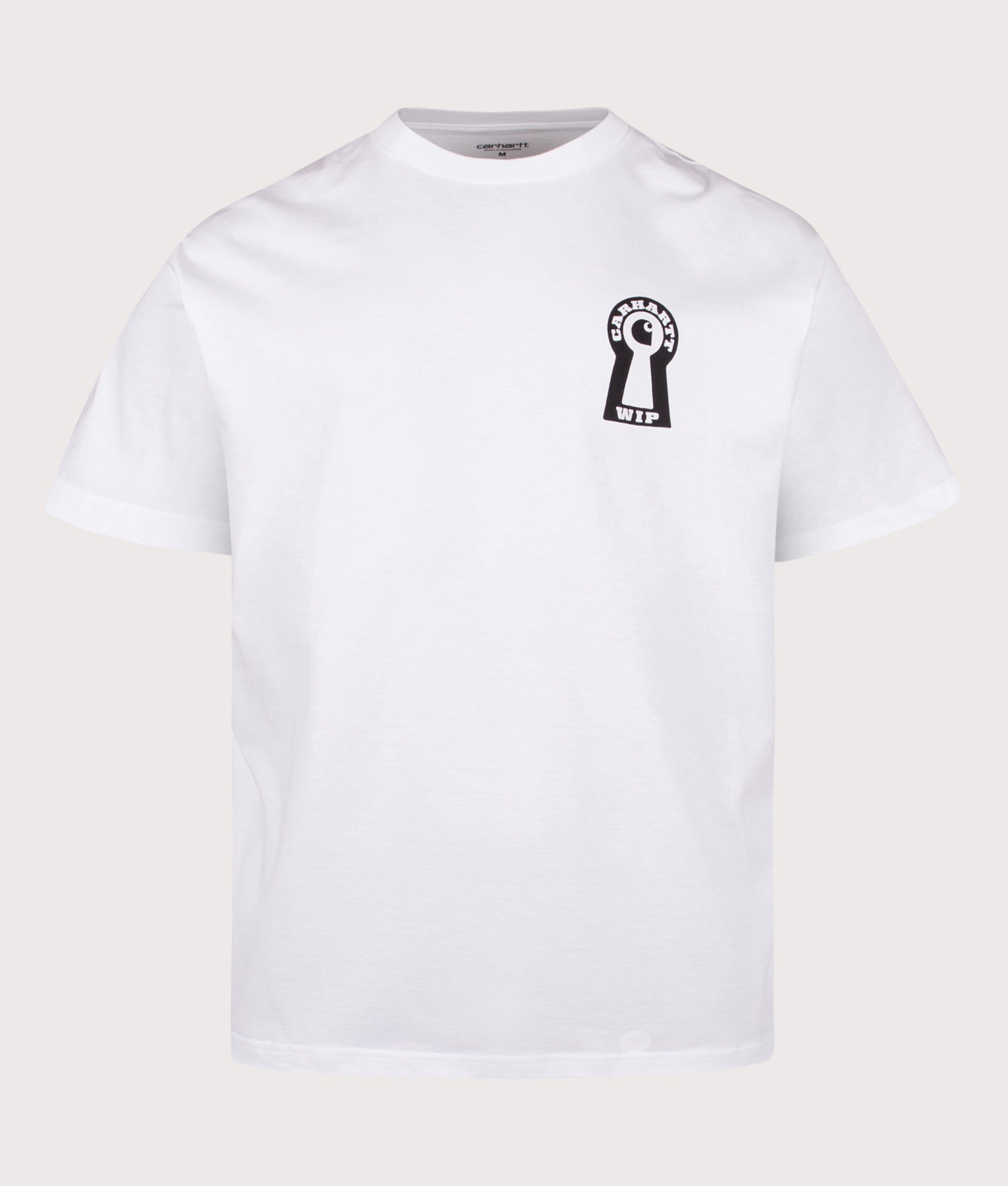Carhartt WIP Loose Fit Locked T-Shirt  in White at EQVVS Menswear. Front shot.