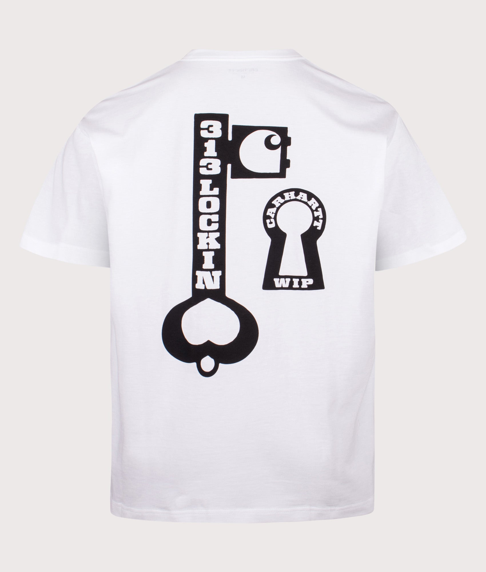 Carhartt WIP Loose Fit Locked T-Shirt  in White at EQVVS Menswear. Back shot.