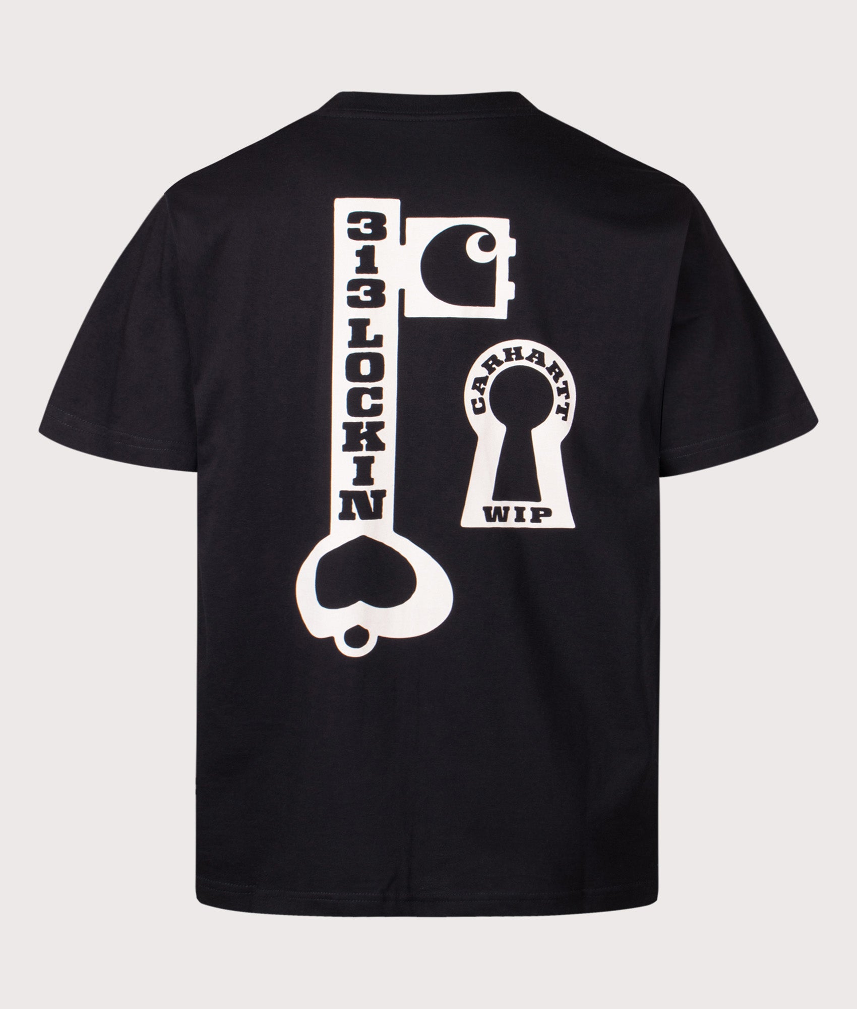 Carhartt WIP Loose Fit Locked T-Shirt in Black at EQVVS Menswear. Back shot.