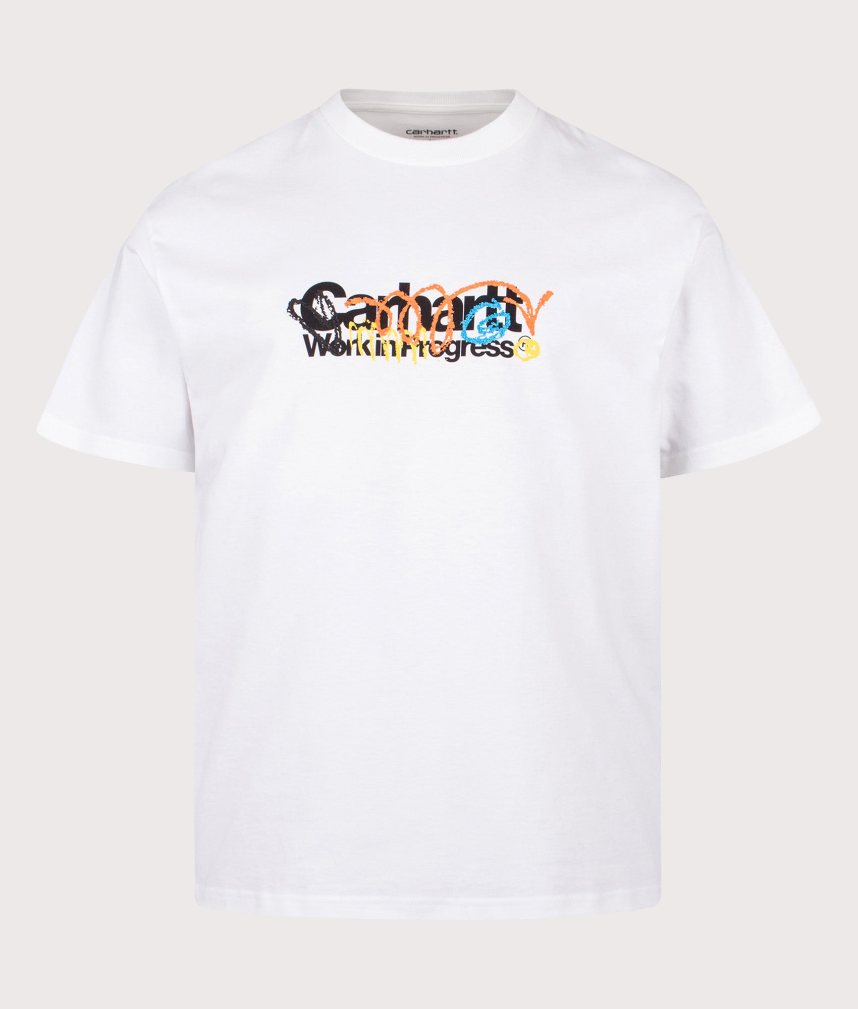 Carhartt WIP Loose Fit Primary T-Shirt  in White at EQVVS Menswear. Front shot.