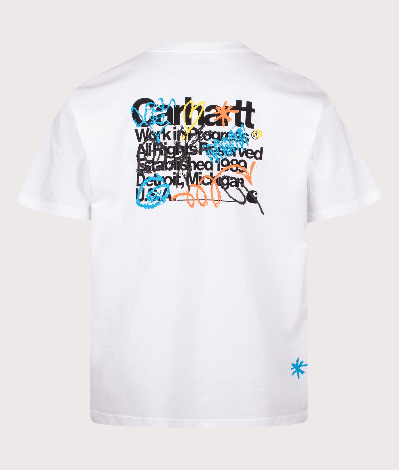 Carhartt WIP Loose Fit Primary T-Shirt  in White at EQVVS Menswear. Back shot.