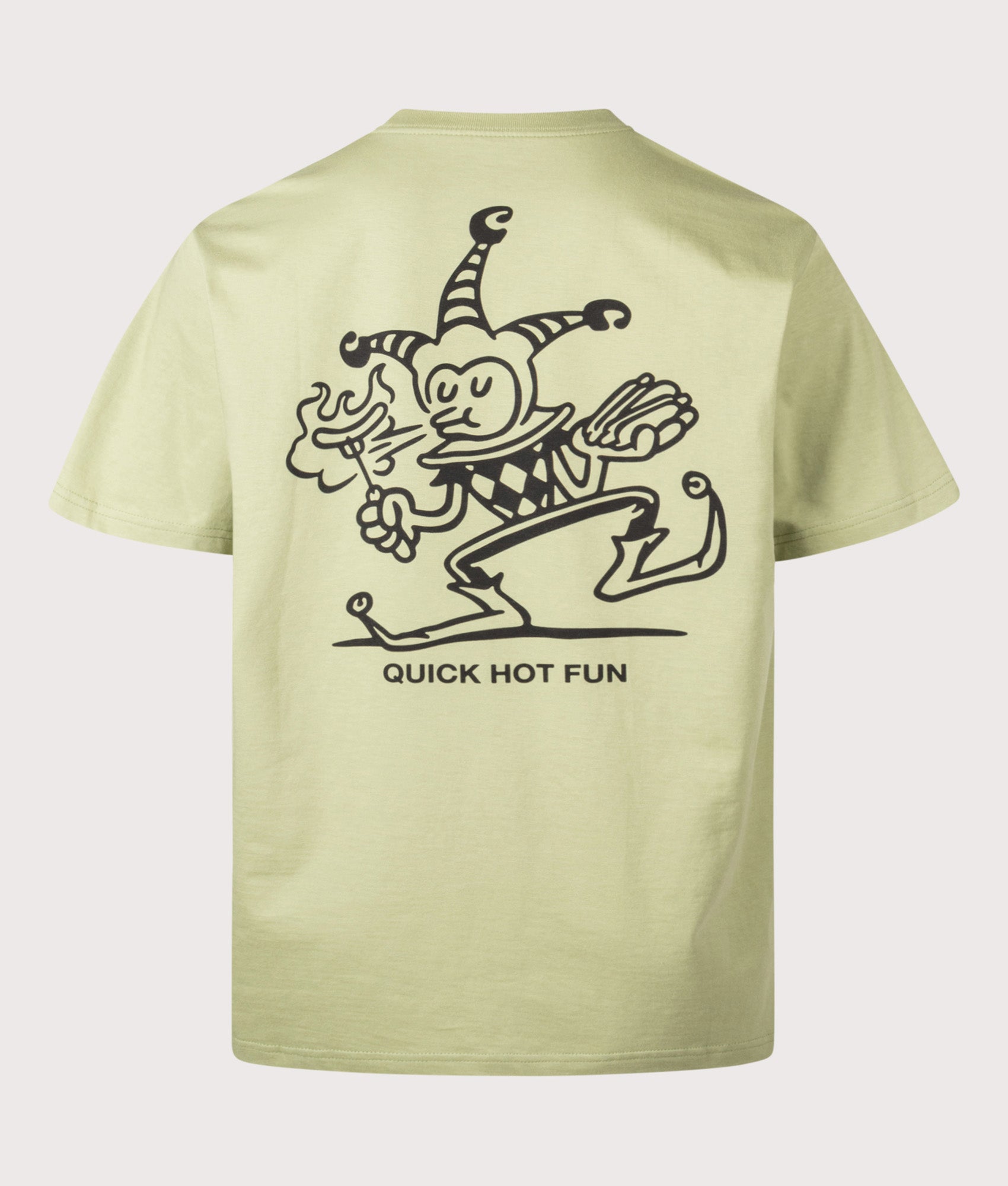 Carhartt WIP Loose Fit Harlequin BBQ T-Shirt in Gentle Green at EQVVS Menswear. Back shot.
