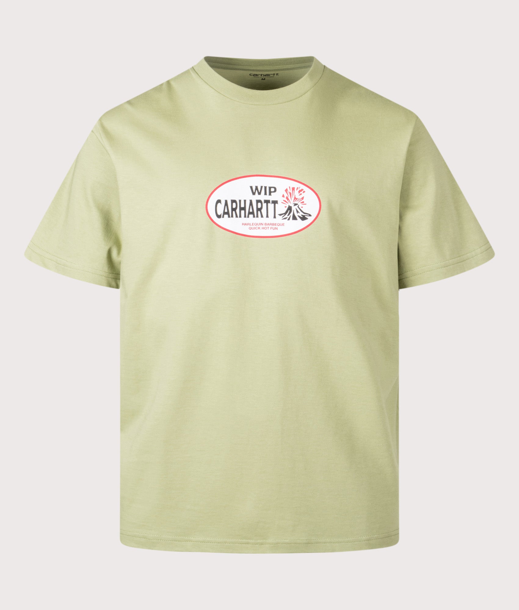 Carhartt WIP Loose Fit Harlequin BBQ T-Shirt in Gentle Green at EQVVS Menswear. Front shot.