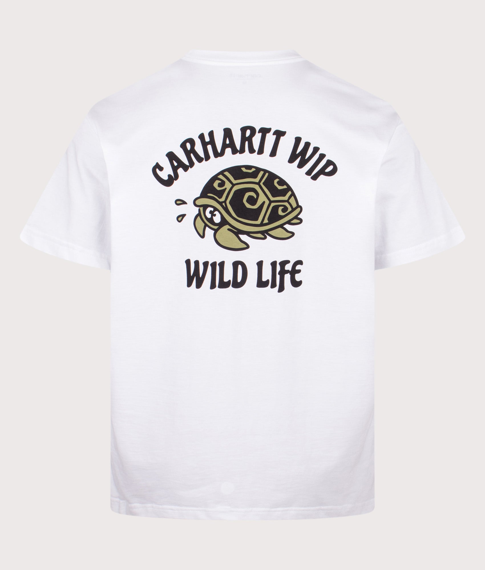 Carhartt WIP Loose Fit Wild Life T-Shirt in White at EQVVS Menswear. Back shot.