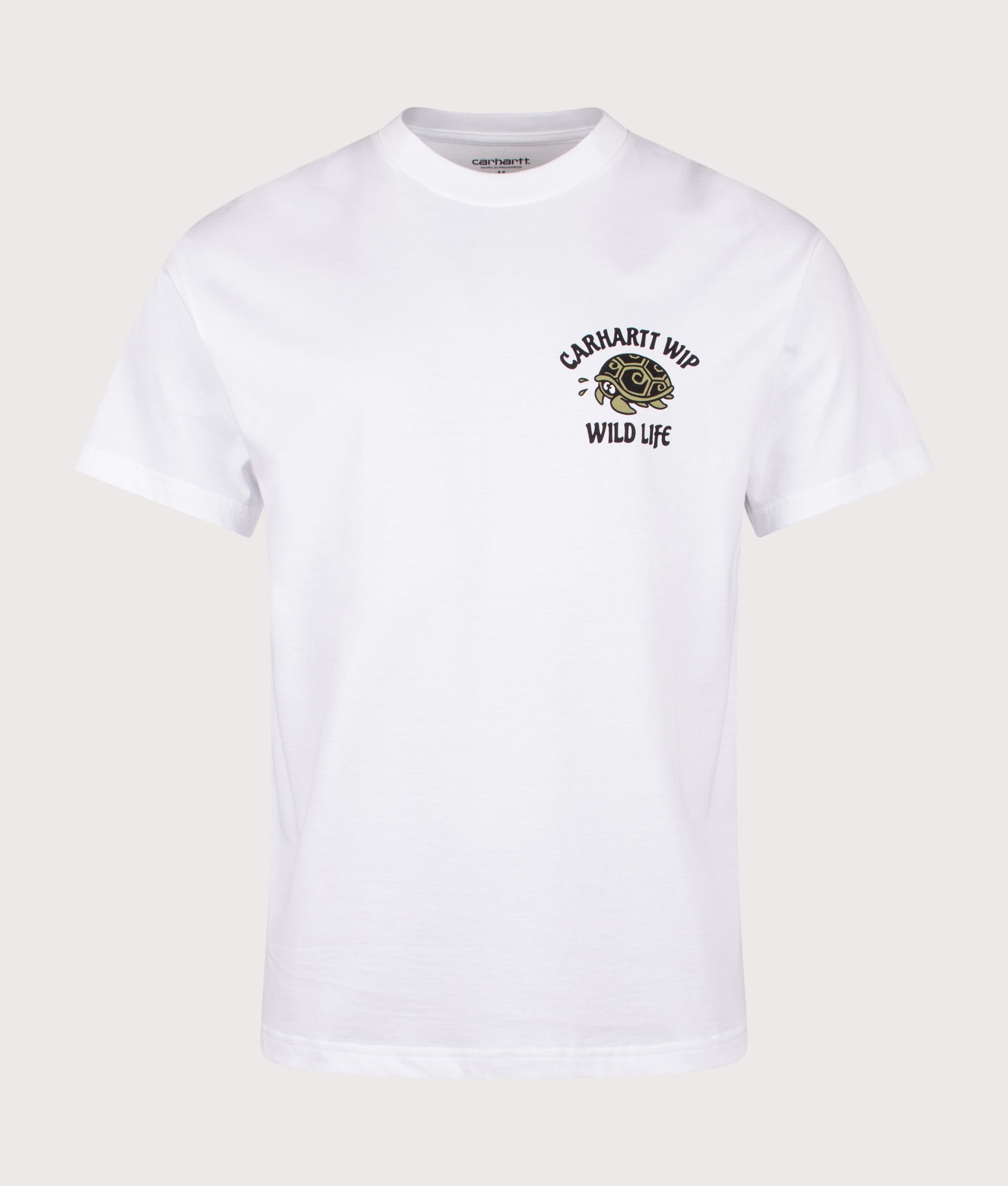 Carhartt WIP Relaxed Fit Wild Life T-Shirt in White at EQVVS Menswear. Front shot.