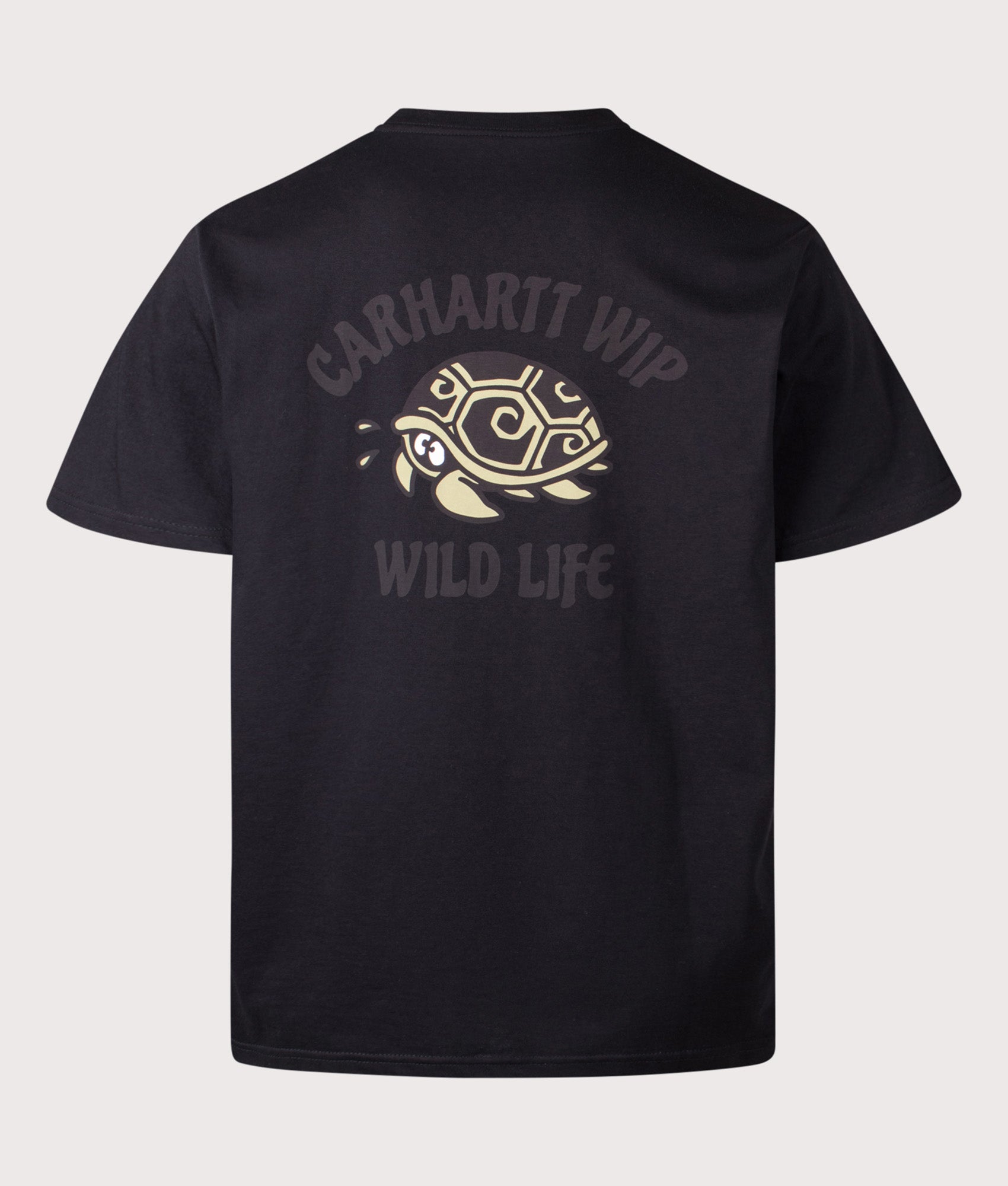 Carhartt WIP Loose Fit Wild Life T-Shirt in Black at EQVVS Menswear. Back shot.