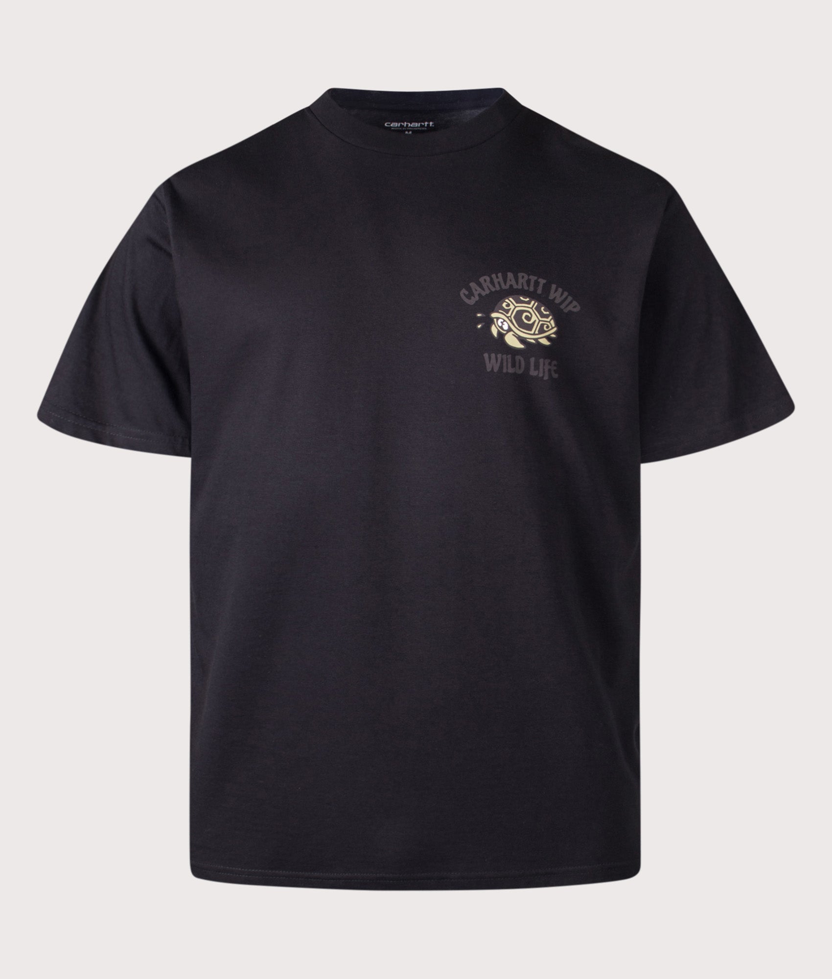Carhartt WIP Loose Fit Wild Life T-Shirt in Black at EQVVS Menswear. Front shot.