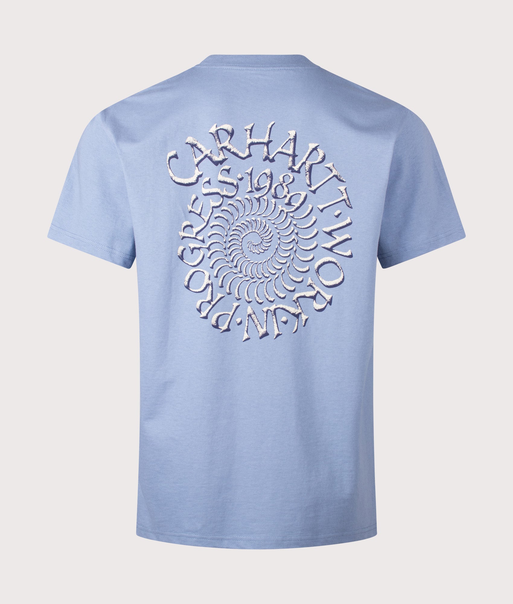 Relaxed Fit Spirals T-Shirt in Gentle Blue by Carhartt WIP. Shot by EQVVS. Back Shot.