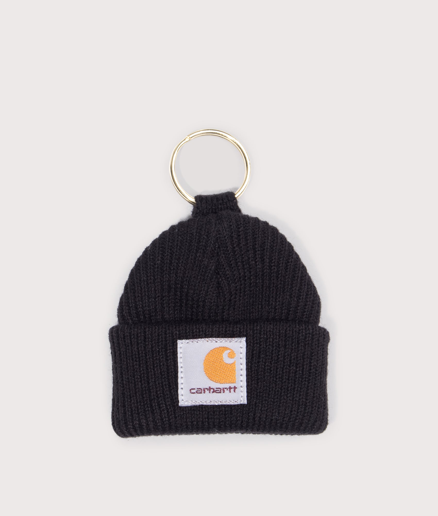 Carhartt WIP Mini Watch Hat Keychain in Black at EQVVS Menswear. Front shot.