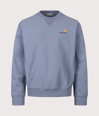 Loose Fit American Script Sweatshirt: 3RHXX Shady Blue 