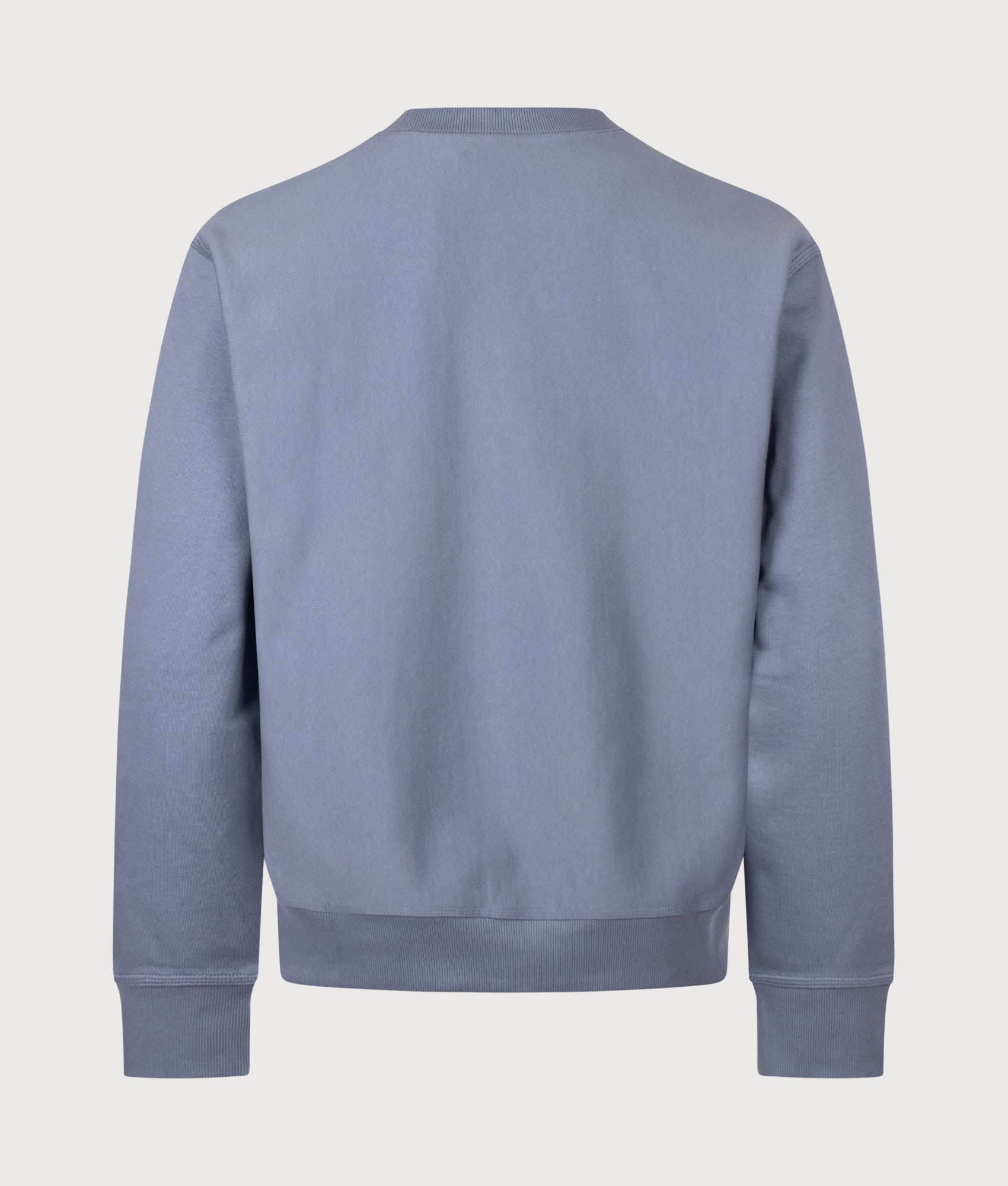 Carhartt WIP Loose Fit American Script Sweatshirt in Shady Blue at EQVVS Menswear. Back shot.
