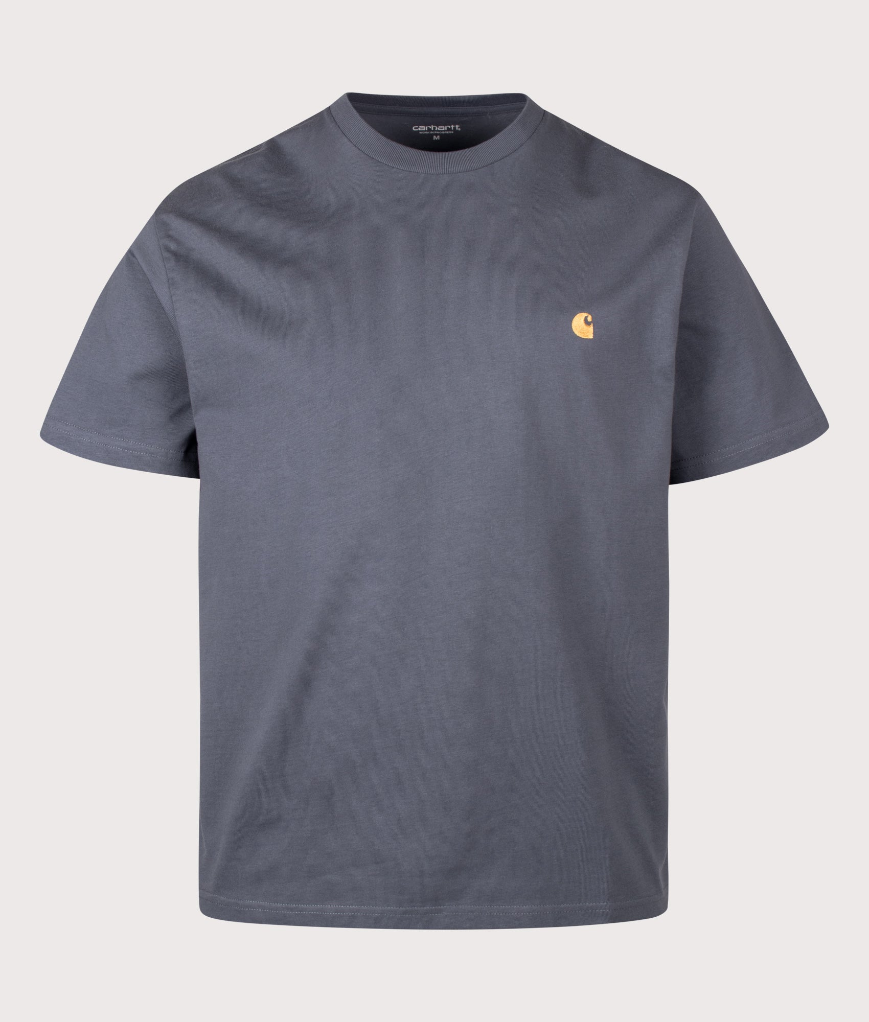 Carhartt WIP release the Loose Fit Chase T-Shirt in Styx and Gold at EQVVS Menswear. Front shot.