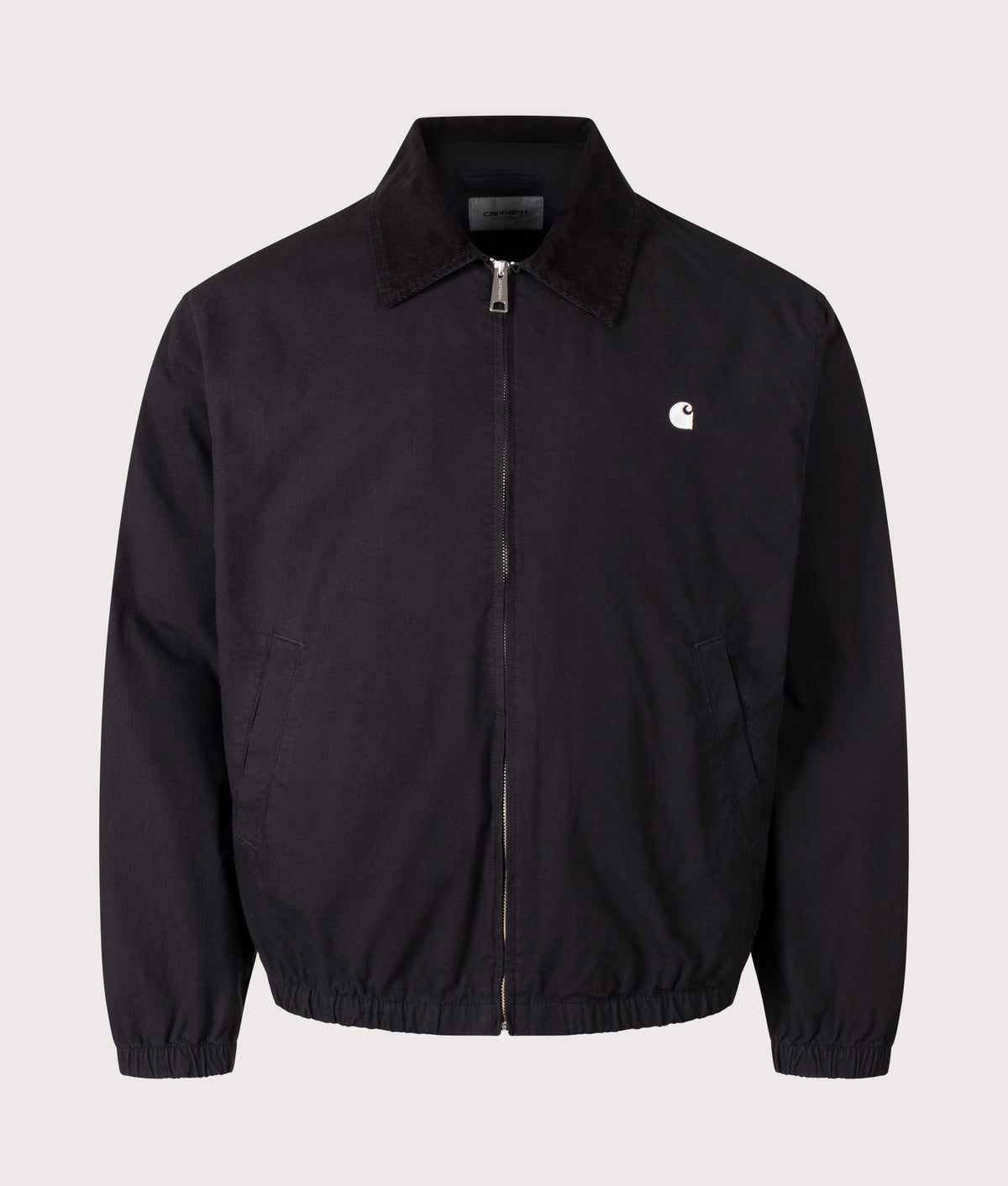 Carhartt WIP Madison Ripstop Jacket in Black and Wax at EQVVS Menswear. Front shot.