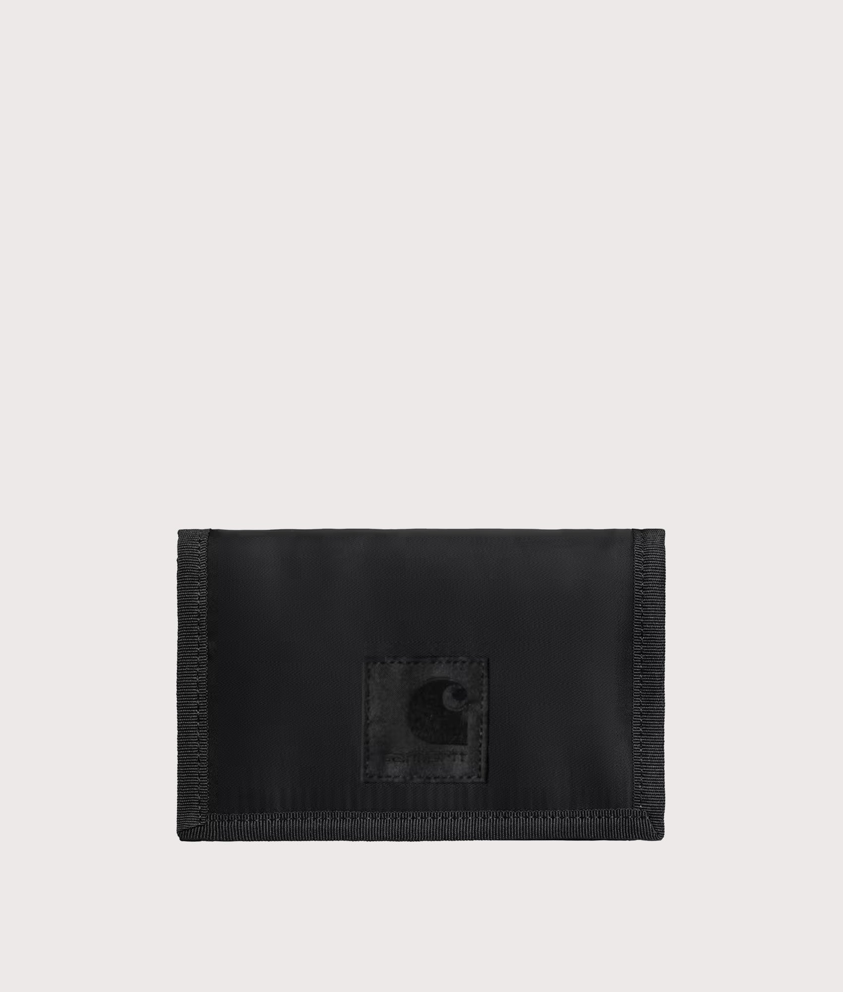 Carhartt WIP Otis Wallet in Black at EQVVS Menswear. Front shot.