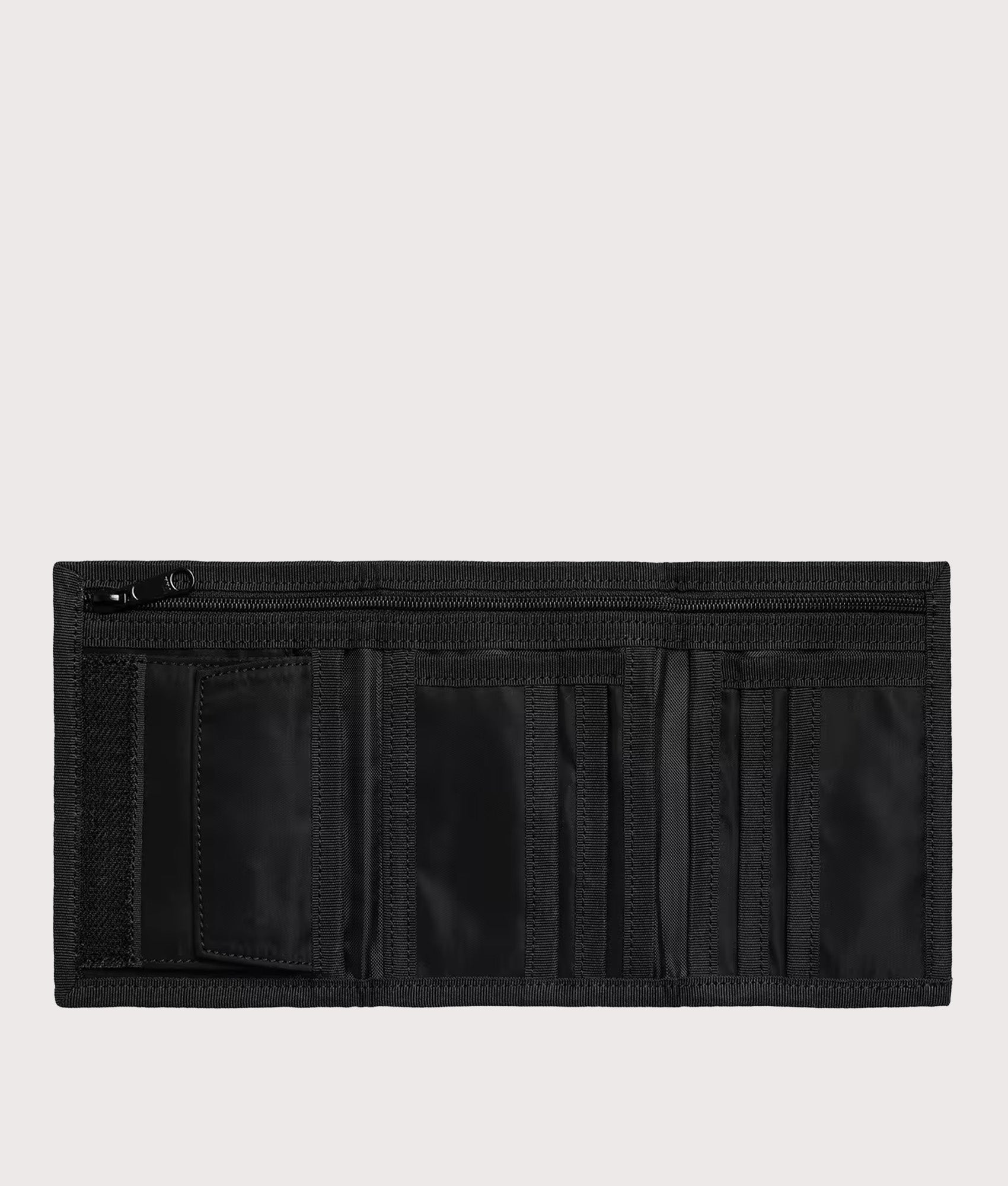 Carhartt WIP Otis Wallet in Black at EQVVS Menswear. Open shot.