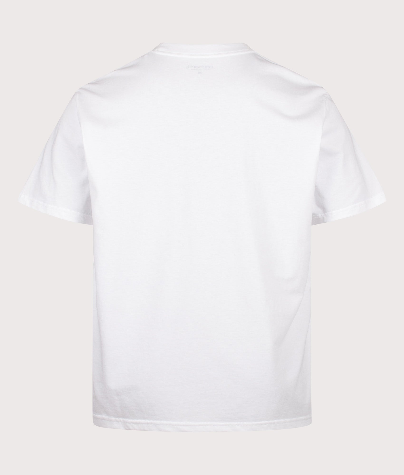 Carhartt WIP Loose Fit Bumper Stickers T-Shirt in White at EQVVS Menswear. Back shot.