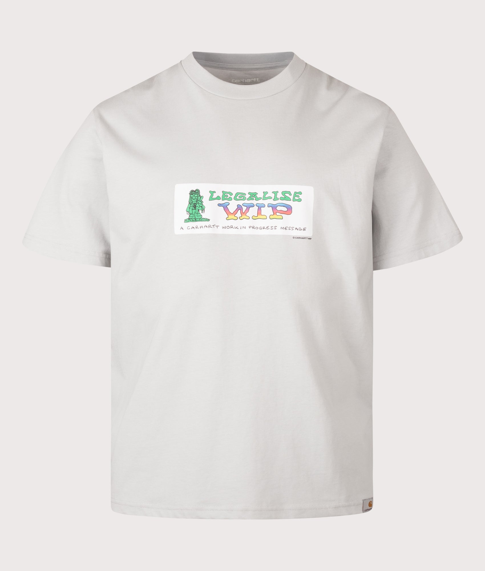 Carhartt WIP Loose Fit Bumper Stickers T-Shirt in Pontiki at EQVVS Menswear. Front shot.