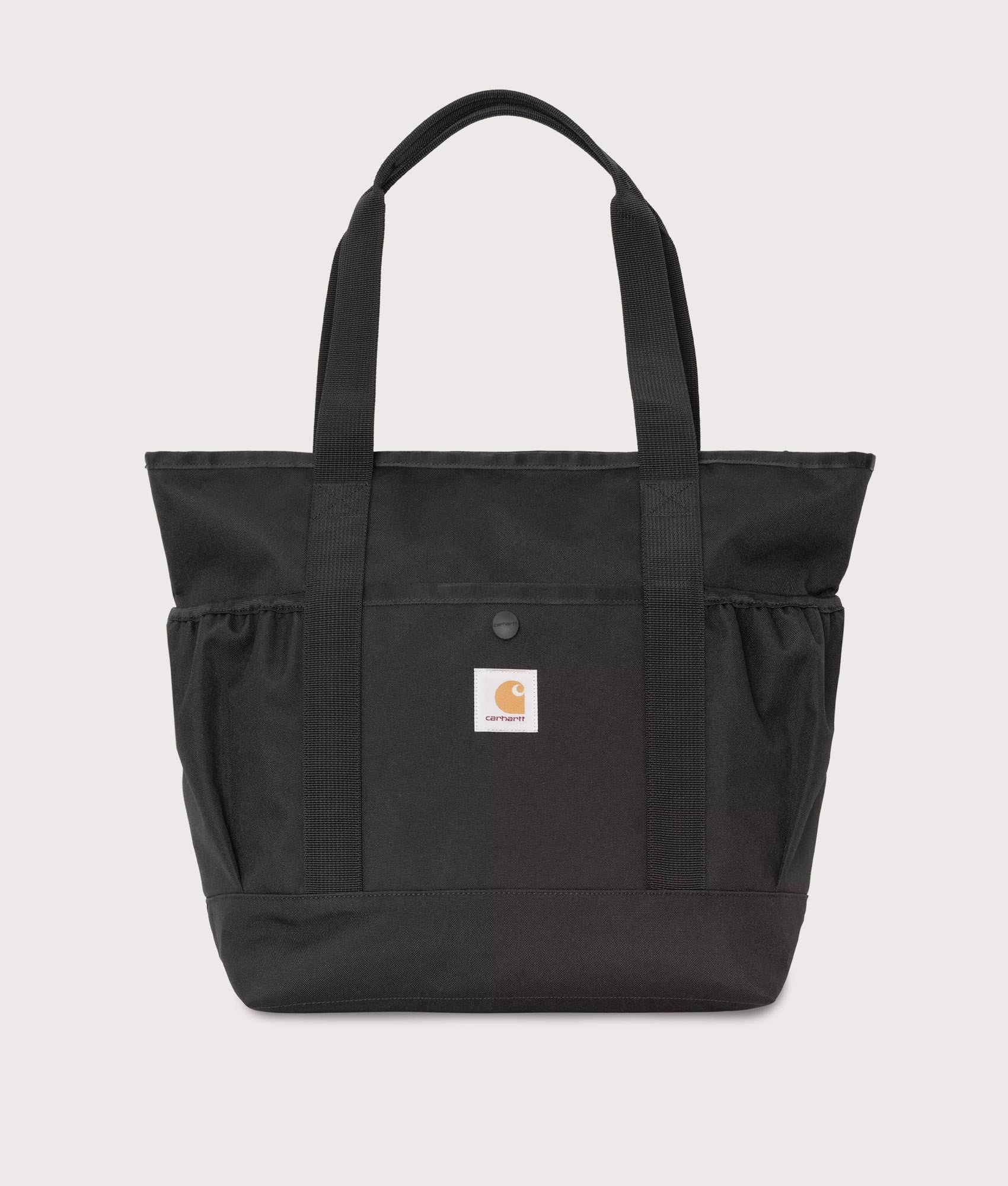 Carhartt WIP Clapton Tote Bag in Black at EQVVS Menswear. Front shot.
