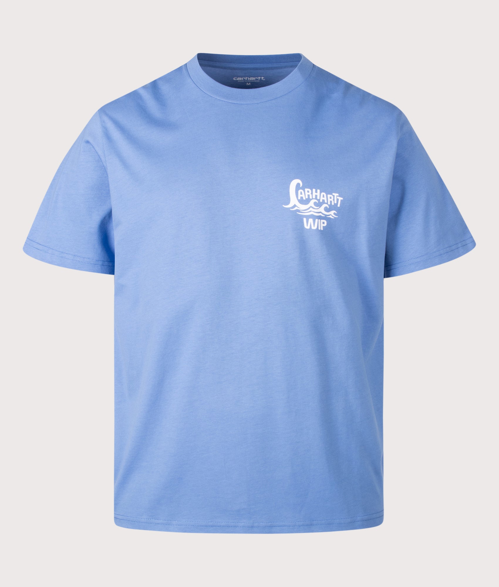 Carhartt WIP Loose Fit Waves T-Shirt in Curacao at EQVVS Menswear. Front shot.