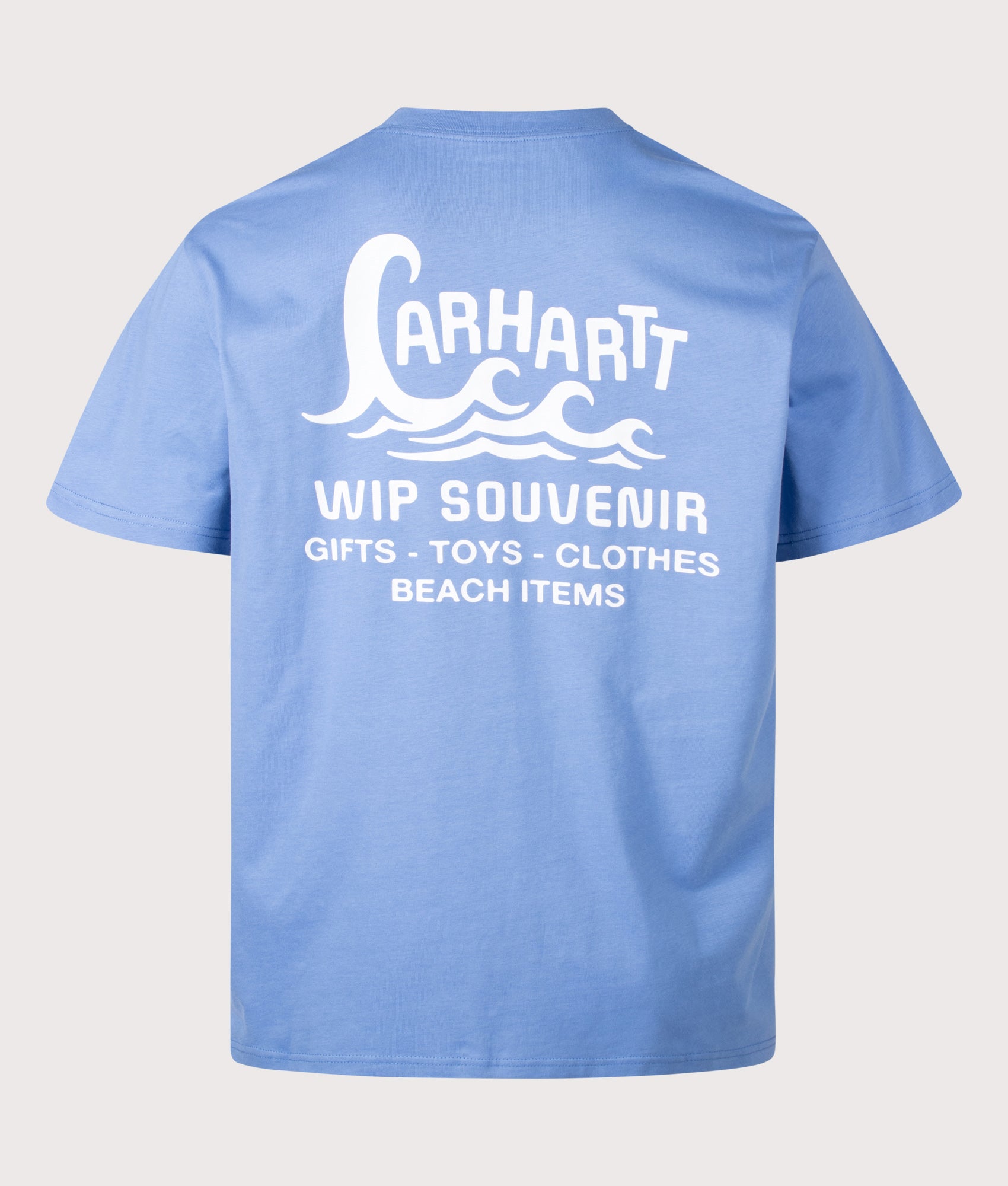 Carhartt WIP Loose Fit Waves T-Shirt in Curacao at EQVVS Menswear. Back shot.