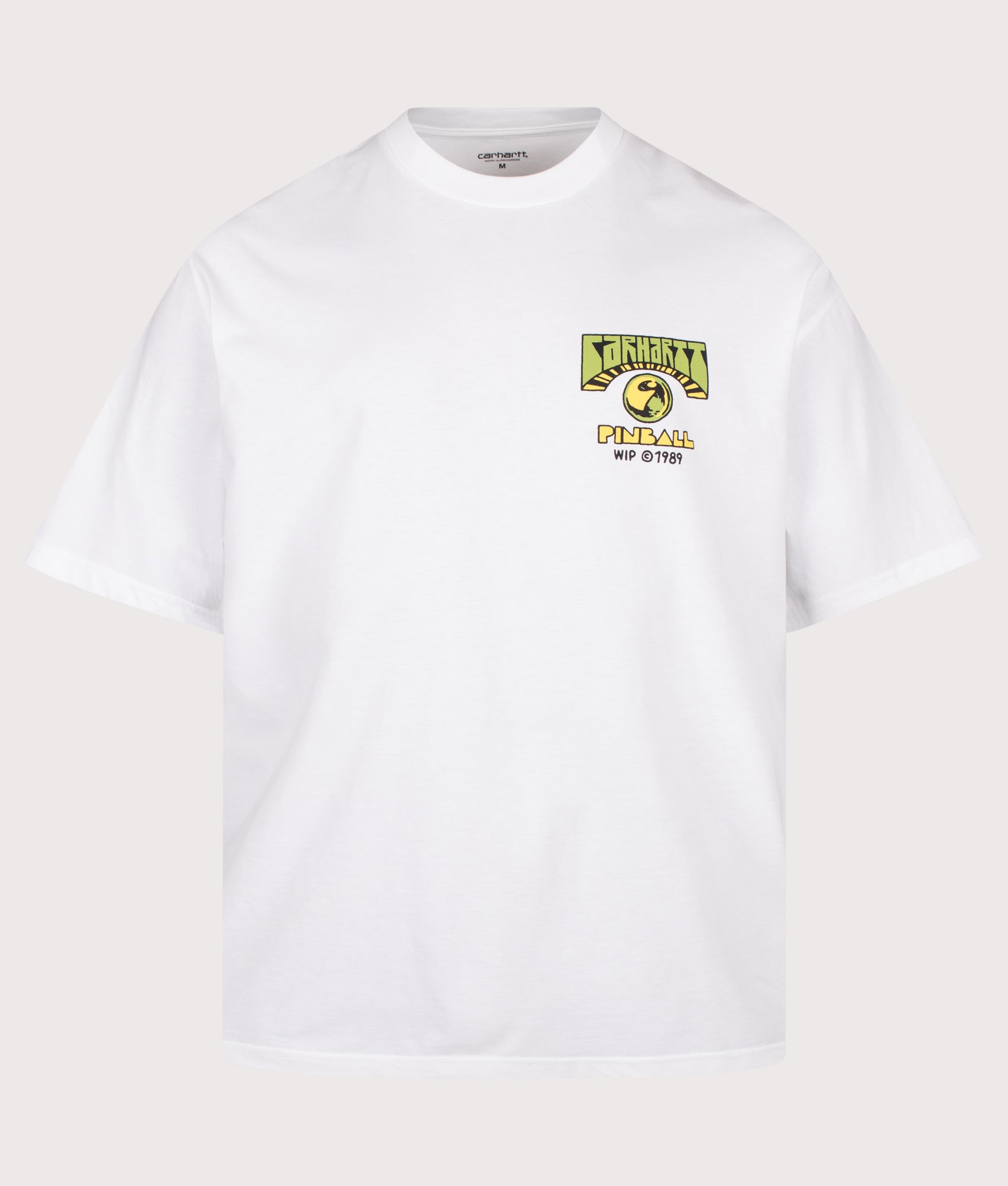 Carhartt WIP Oversized Fit Pinball T-Shirt in White at EQVVS Menswear. Front shot.