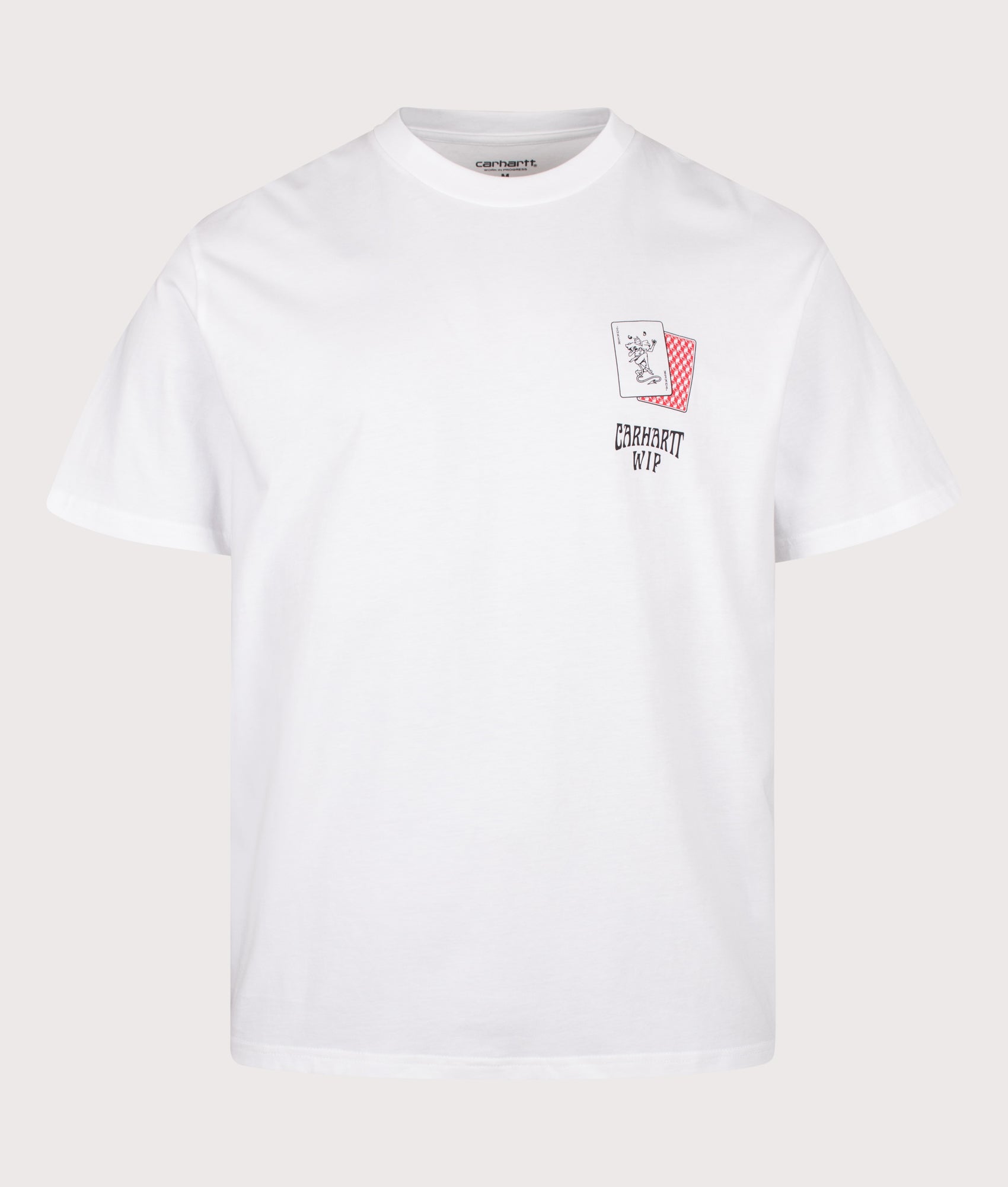 Carhartt WIP Loose Fit Playing Cards T-Shirt in White at EQVVS Menswear. Front shot.